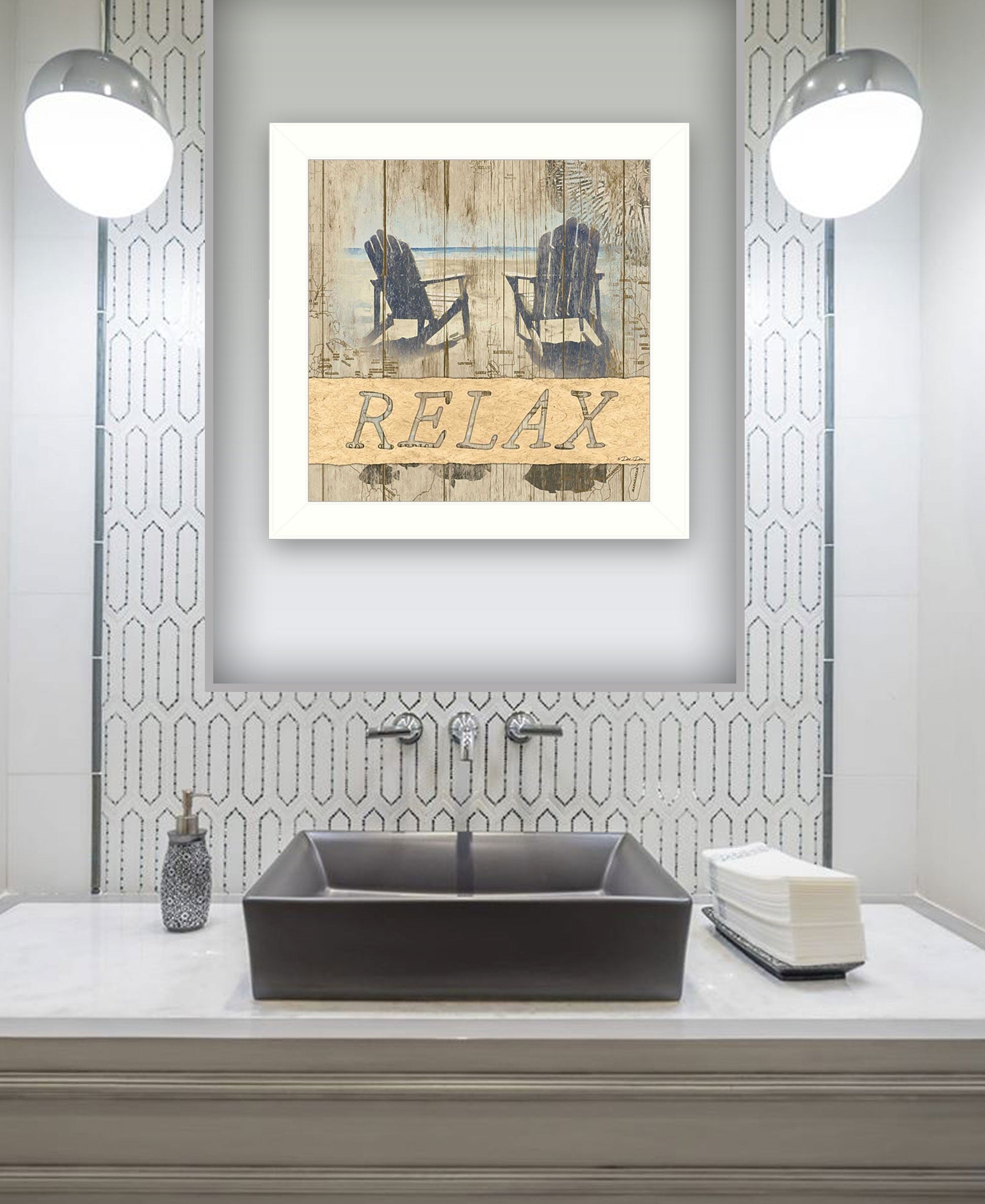 RELAX 1 White Framed Print Wall Art