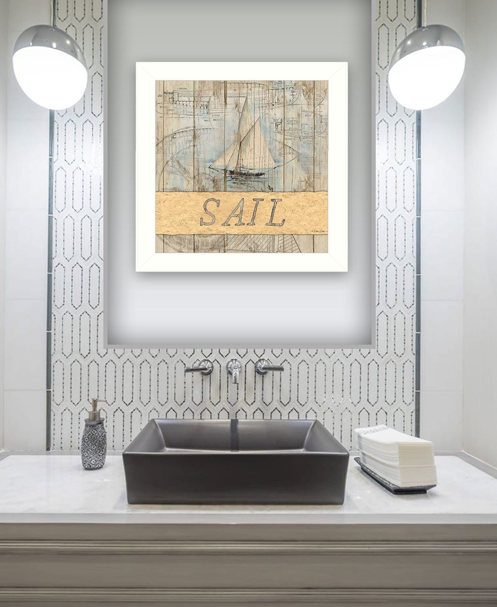 SAIL White Framed Print Wall Art