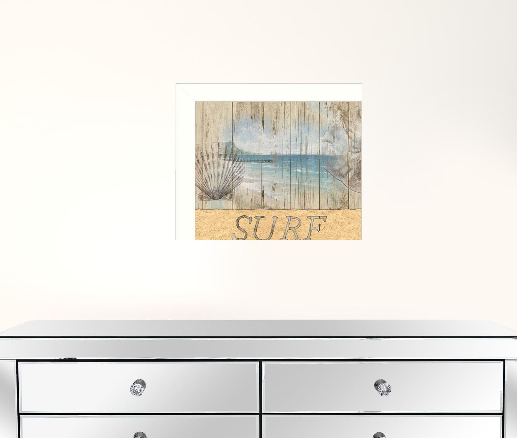 SURF White Framed Print Wall Art