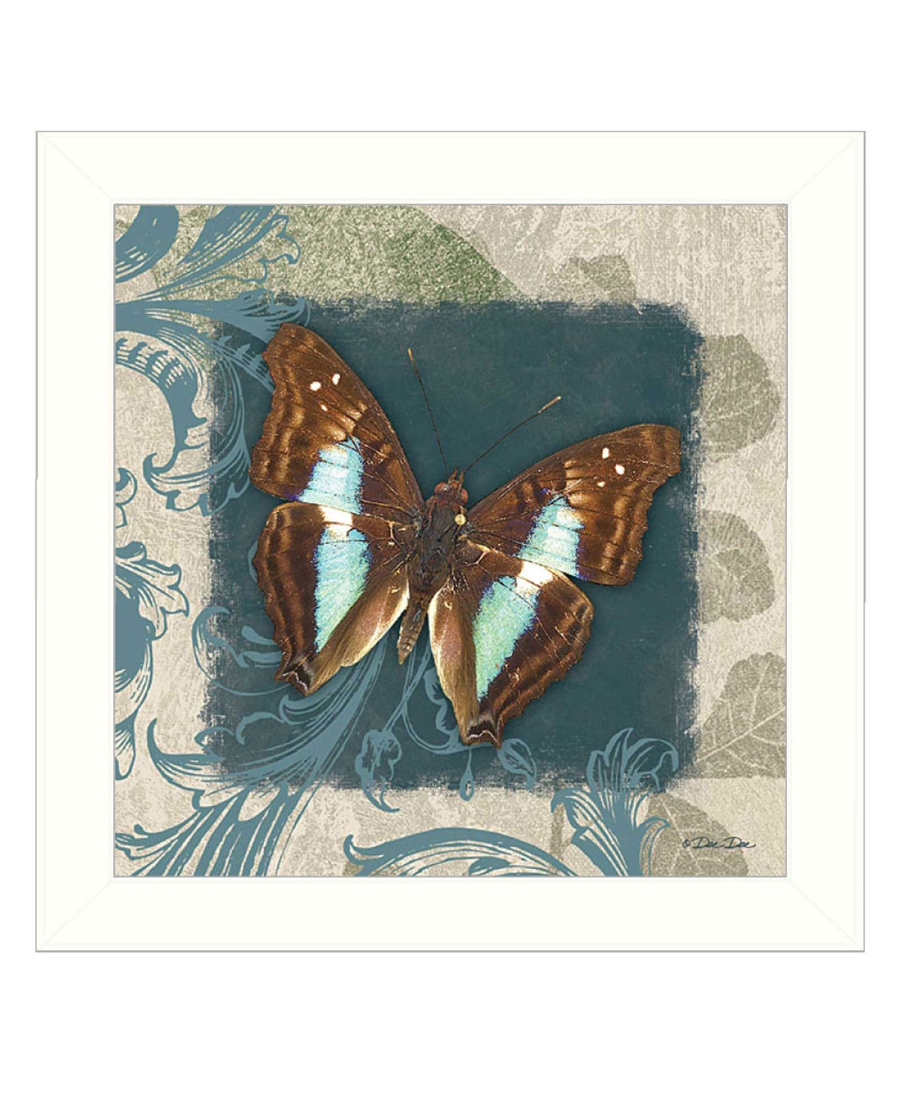 Swirl Butterfly White Framed Print Wall Art