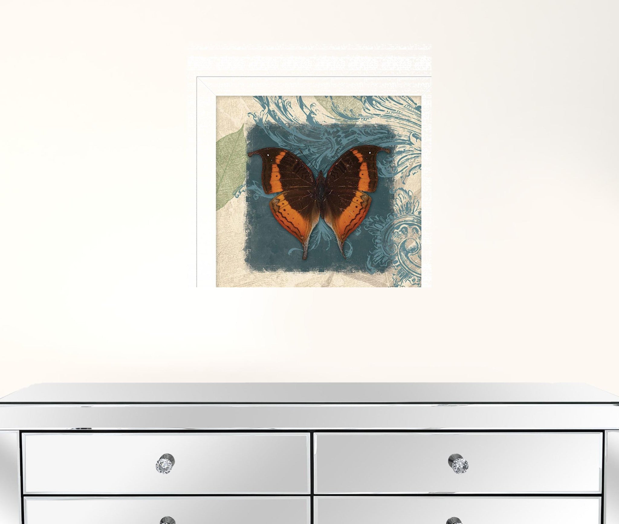 Swirl Butterfly II White Framed Print Wall Art