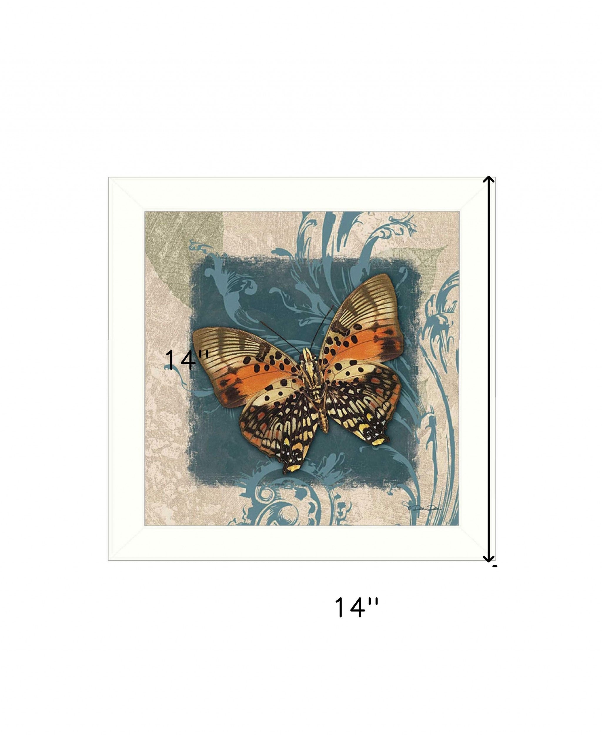 Swirl Butterfly III White Framed Print Wall Art