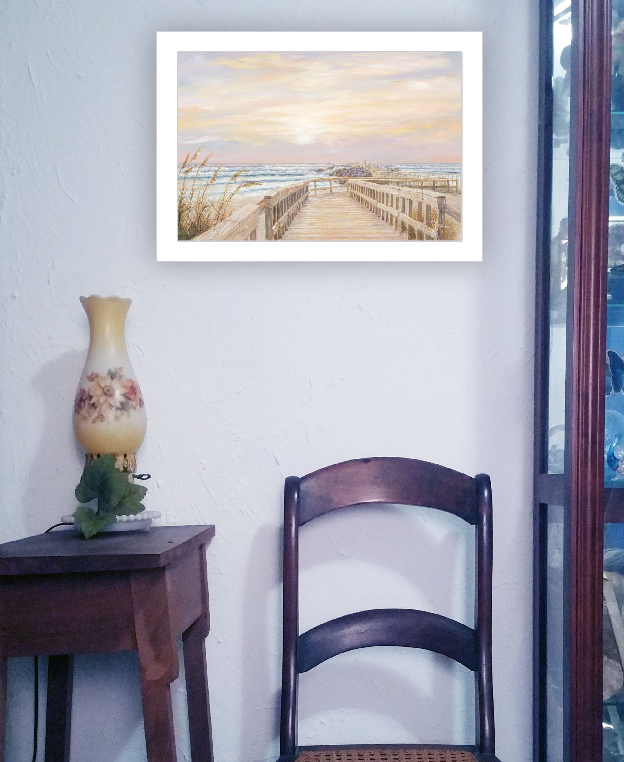 Ponce Inlet Jetty Sunrise 1 White Framed Print Wall Art