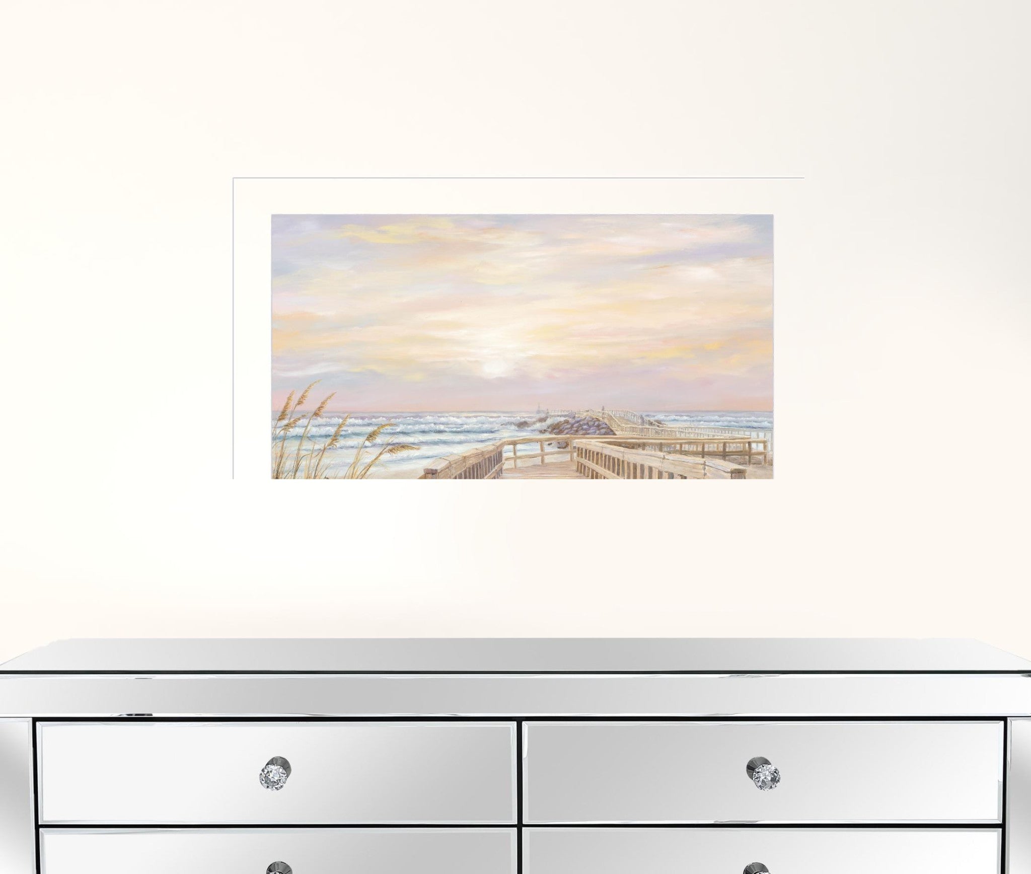 Ponce Inlet Jetty Sunrise 1 White Framed Print Wall Art