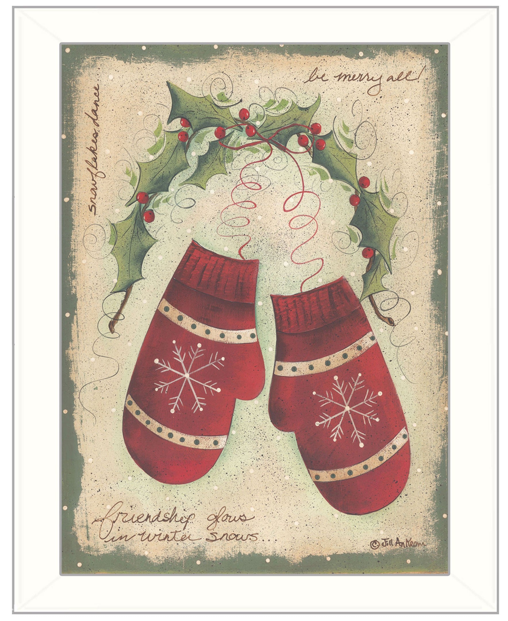 Merry Mittens White Framed Print Wall Art