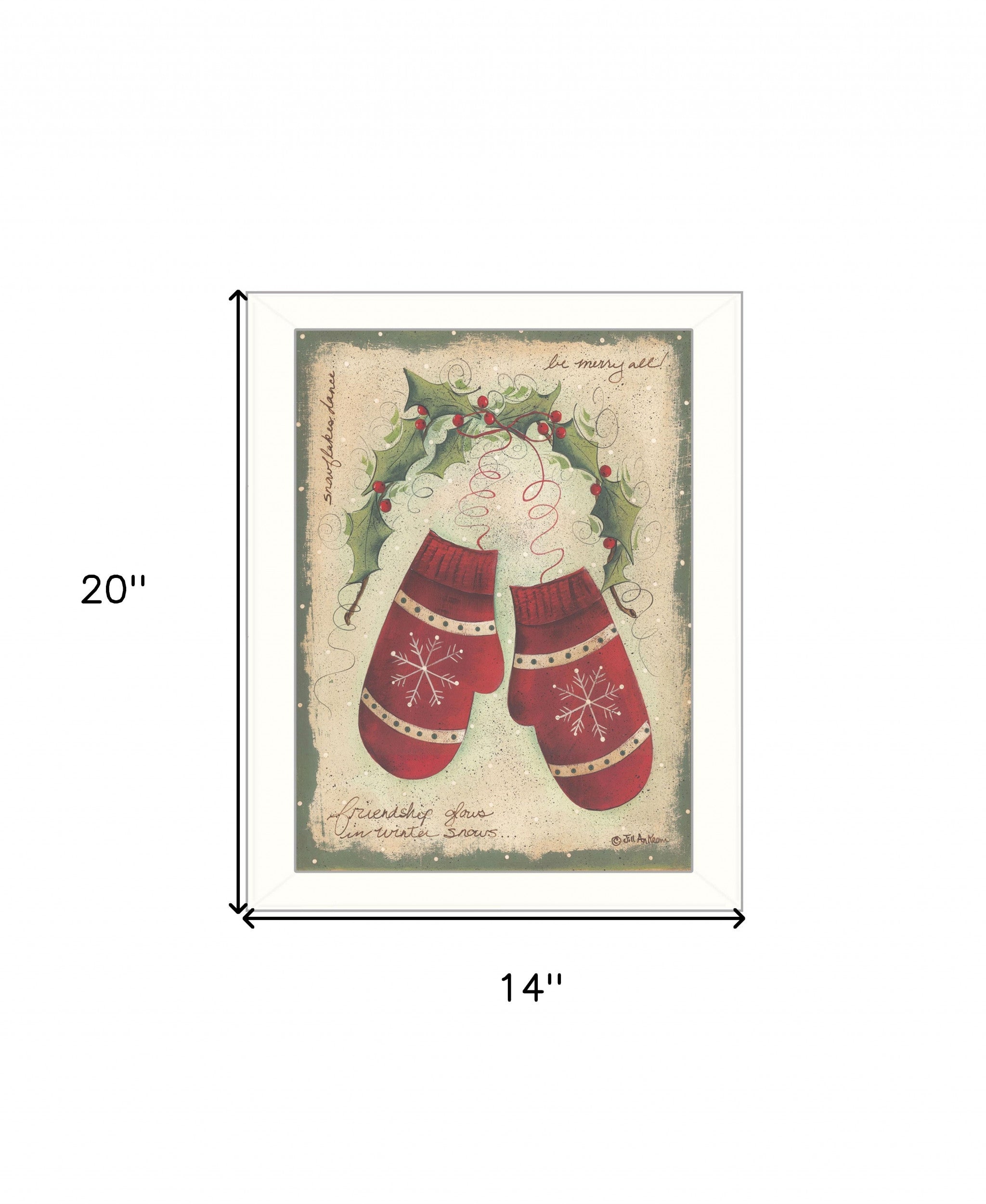 Merry Mittens White Framed Print Wall Art