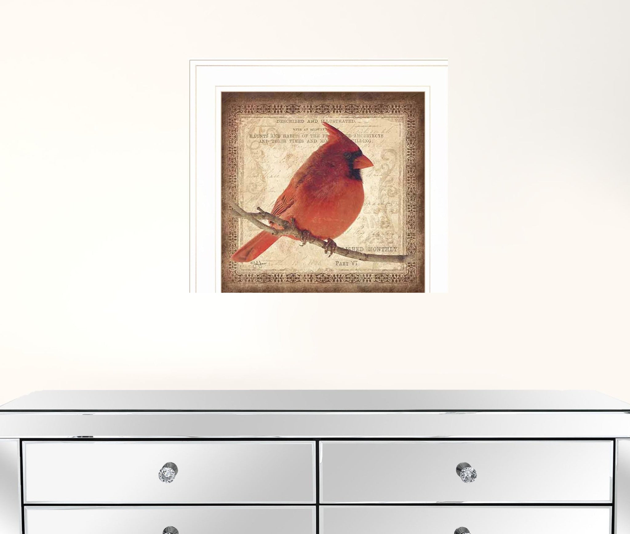 Male Cardinal 1 White Framed Print Wall Art