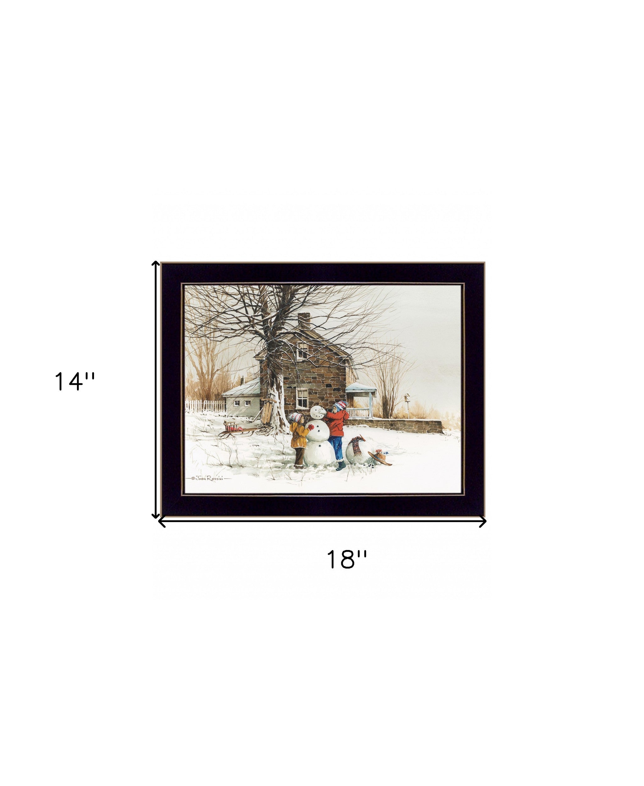 The Joy of Snow 3 Black Framed Print Wall Art