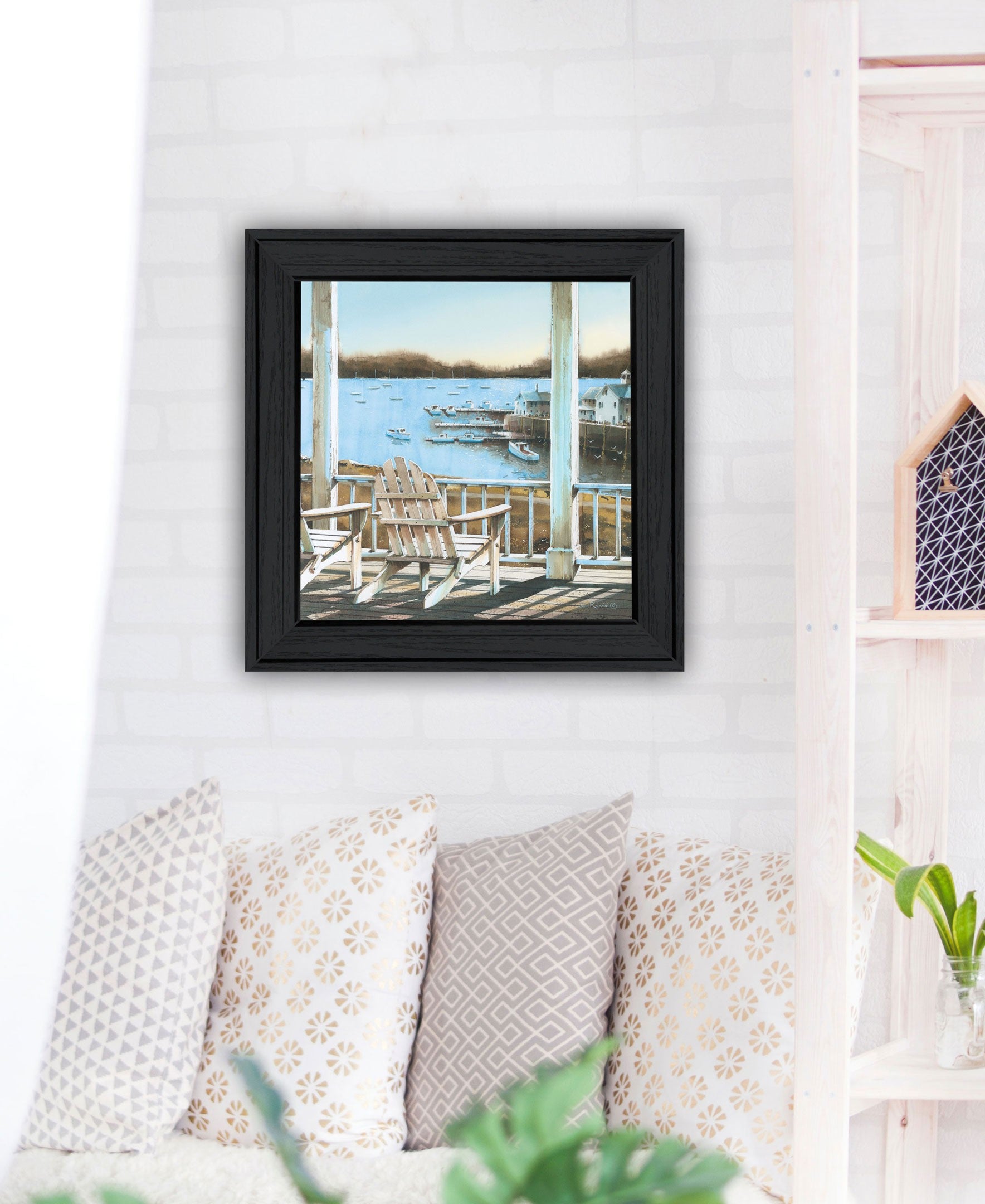 Harbor View 1 Black Framed Print Wall Art