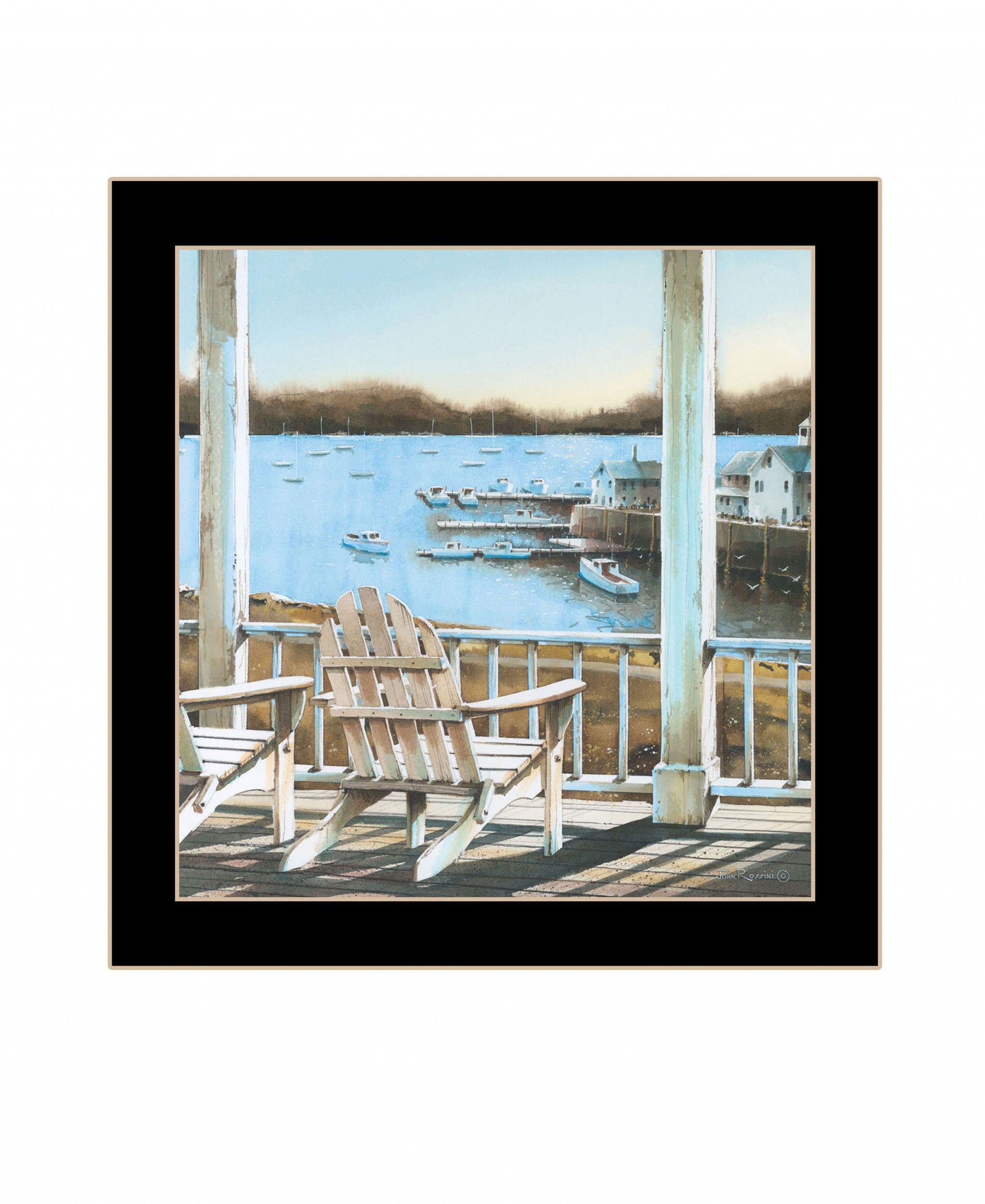 Harbor View 2 Black Framed Print Wall Art