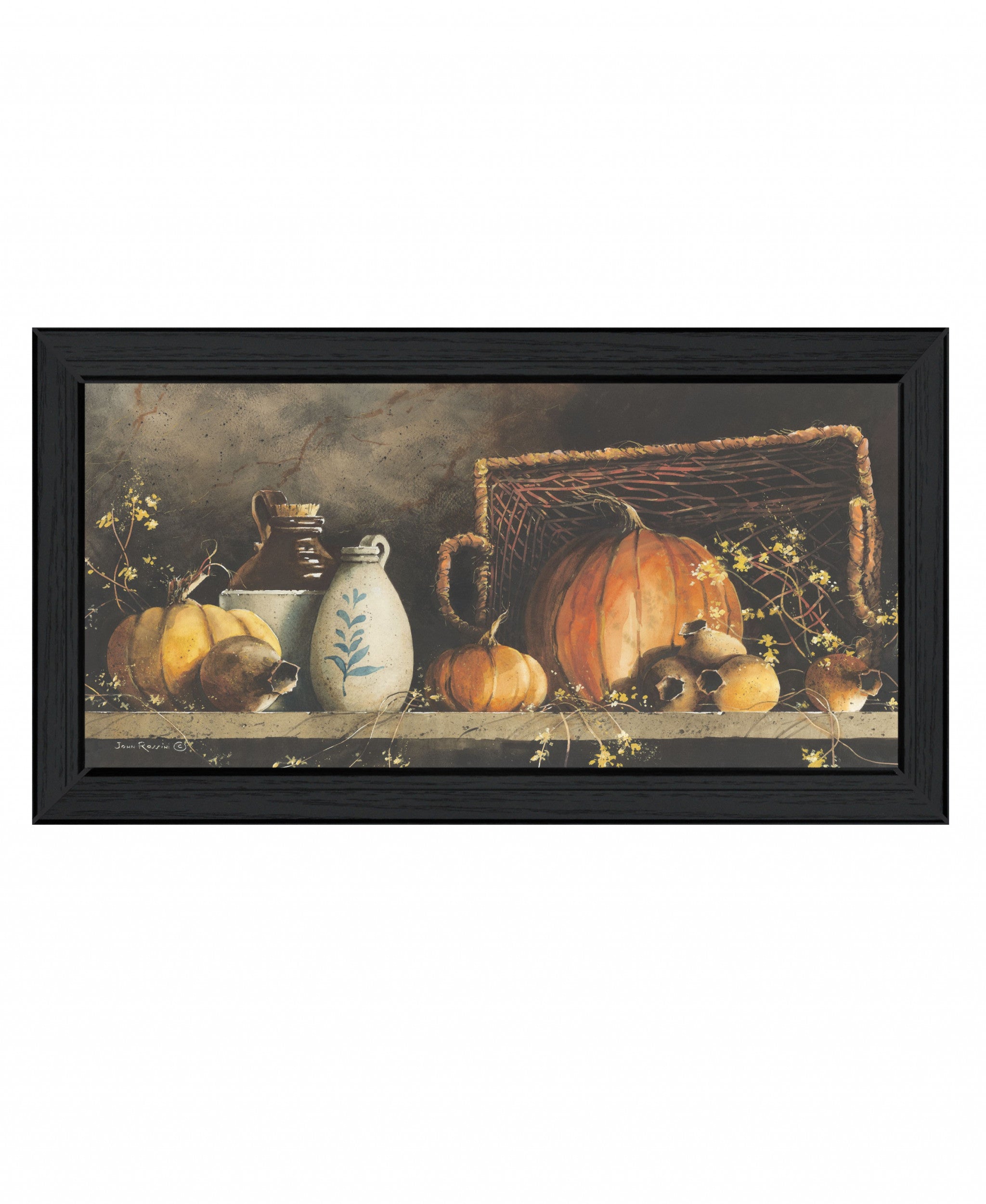 Pumpkin and Pods Black Framed Print Kitchen Wall Art