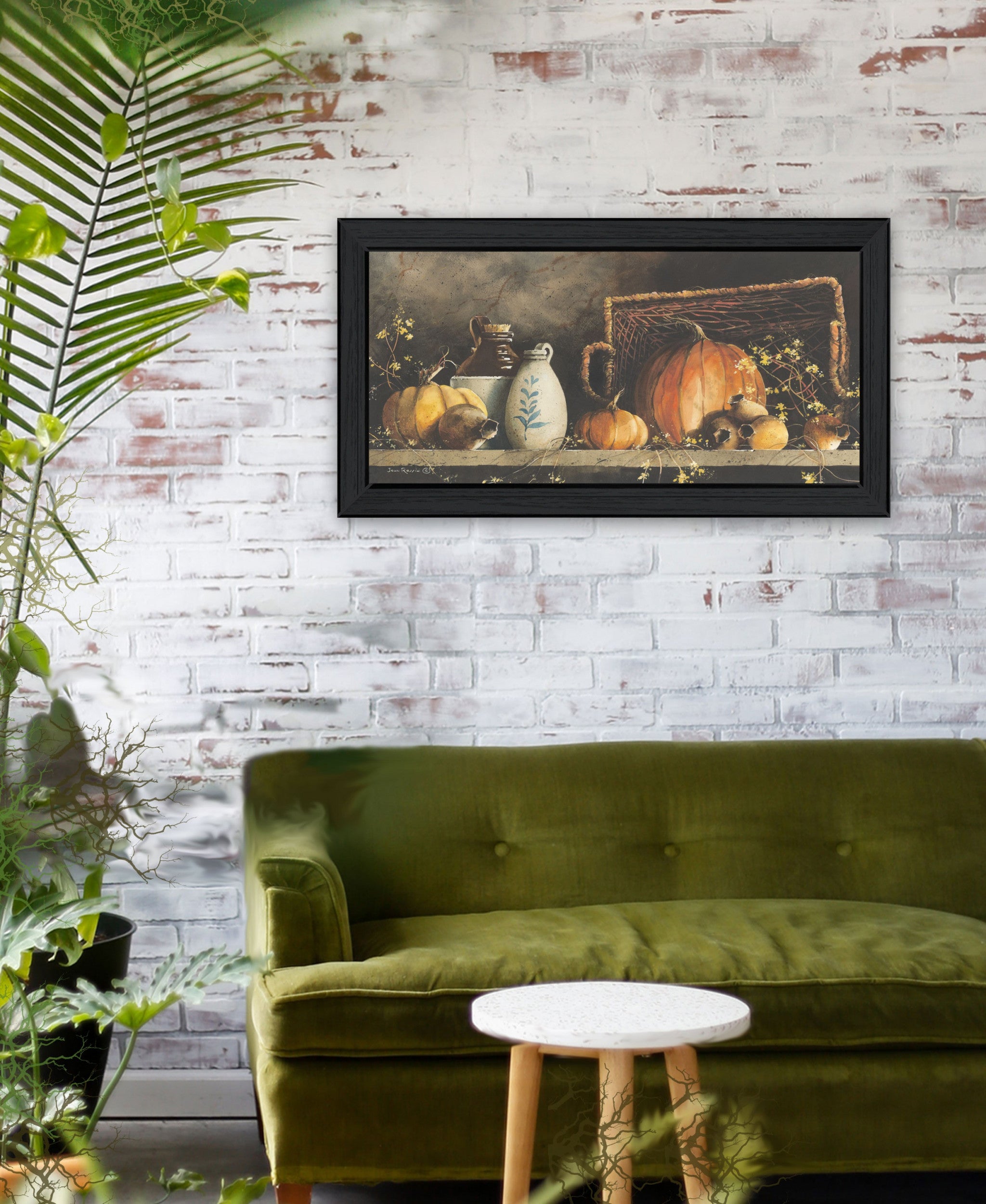 Pumpkin and Pods Black Framed Print Kitchen Wall Art