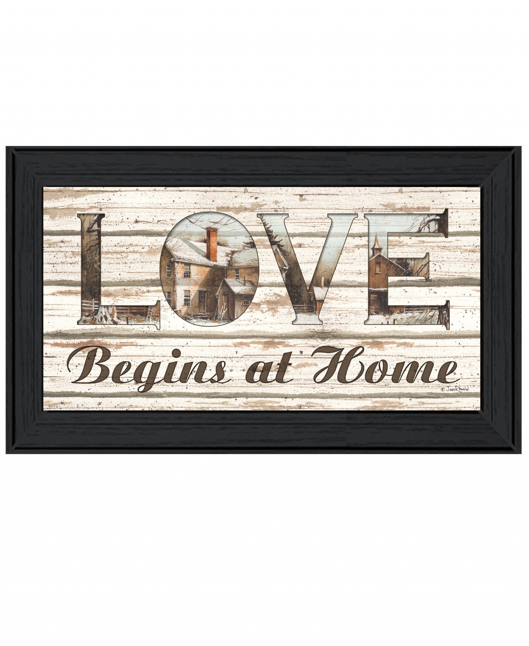 Love Begins At Home 2 Black Framed Print Wall Art