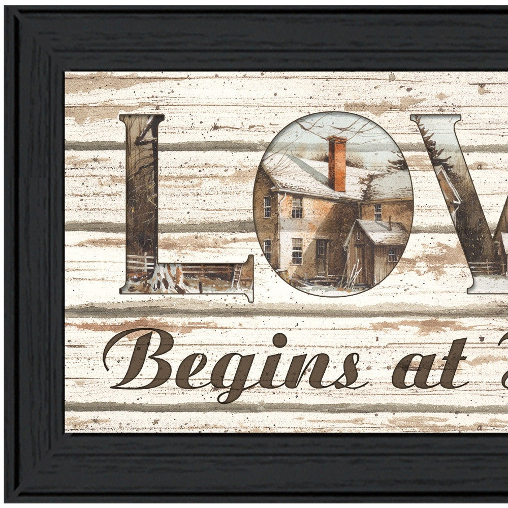 Love Begins At Home 2 Black Framed Print Wall Art