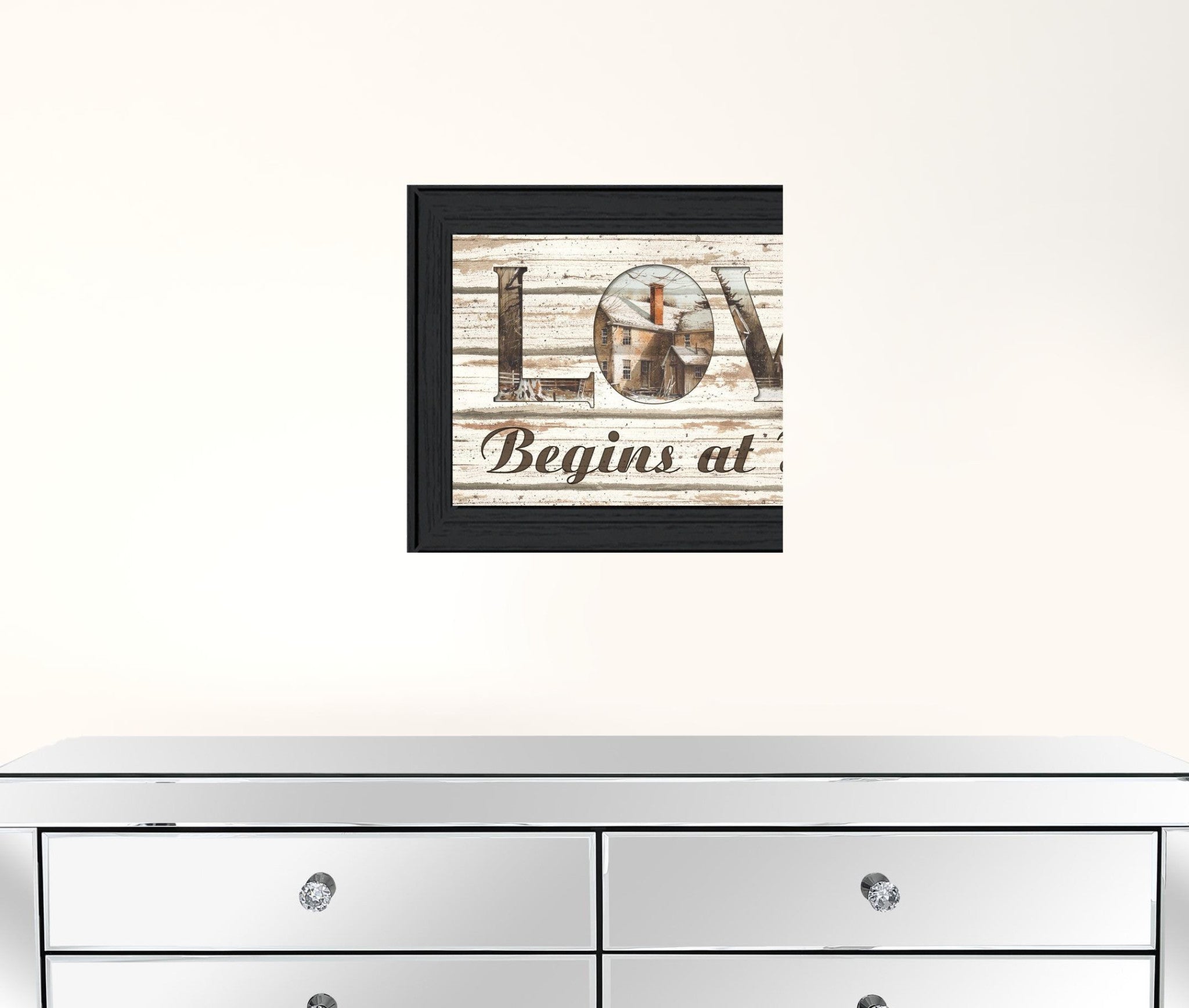 Love Begins At Home 2 Black Framed Print Wall Art