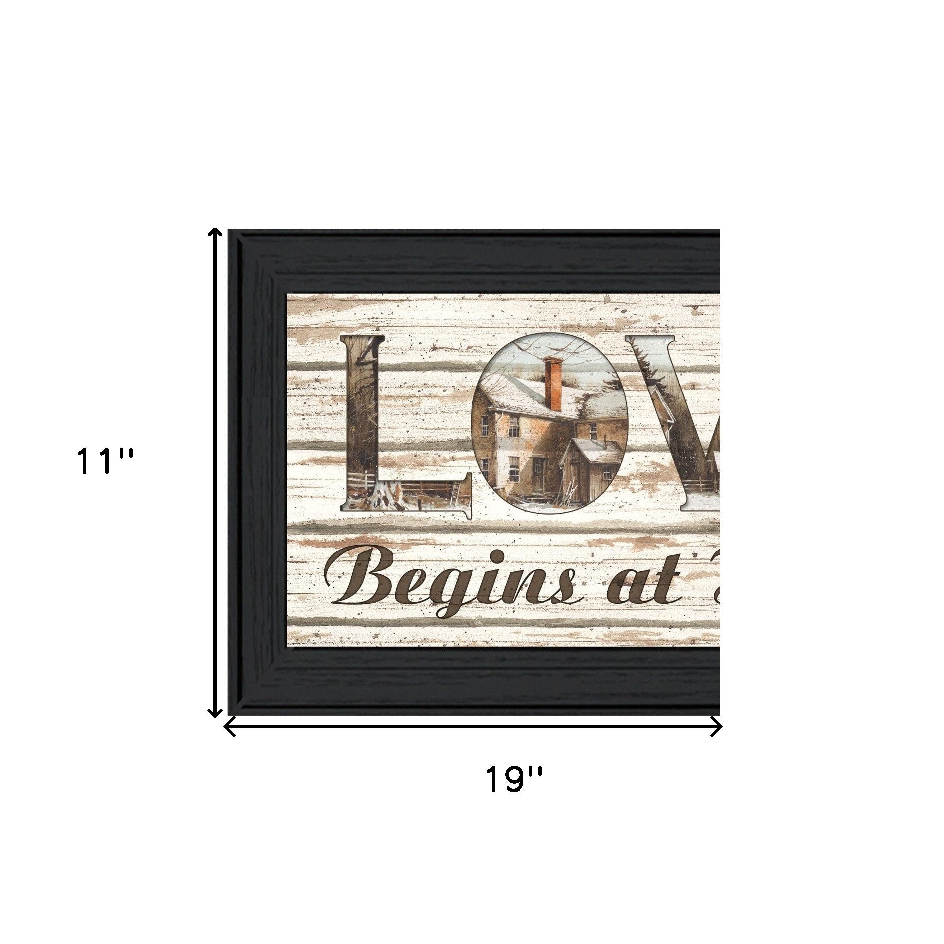 Love Begins At Home 2 Black Framed Print Wall Art