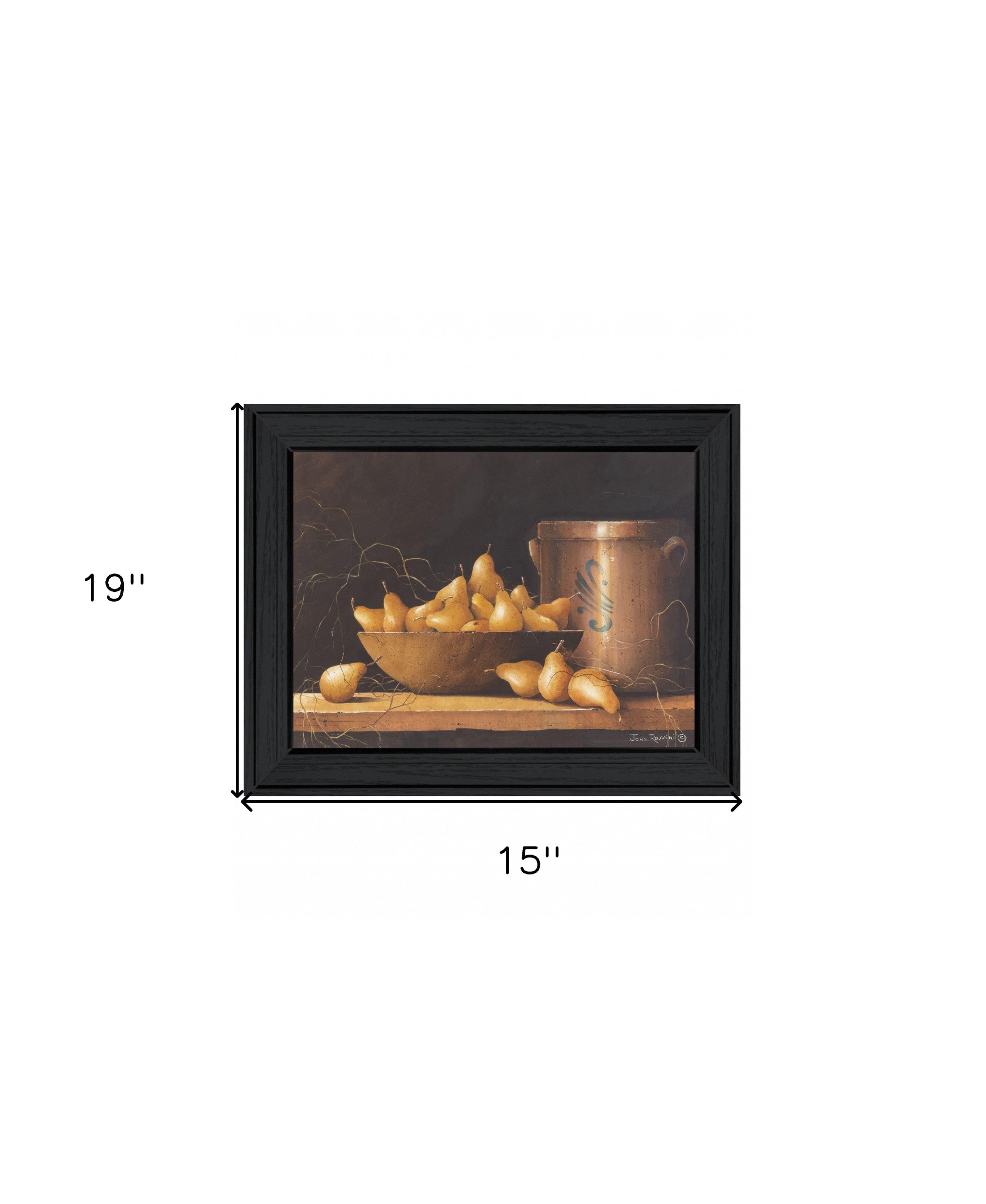 Pears And Crocks 1 Black Framed Print Wall Art