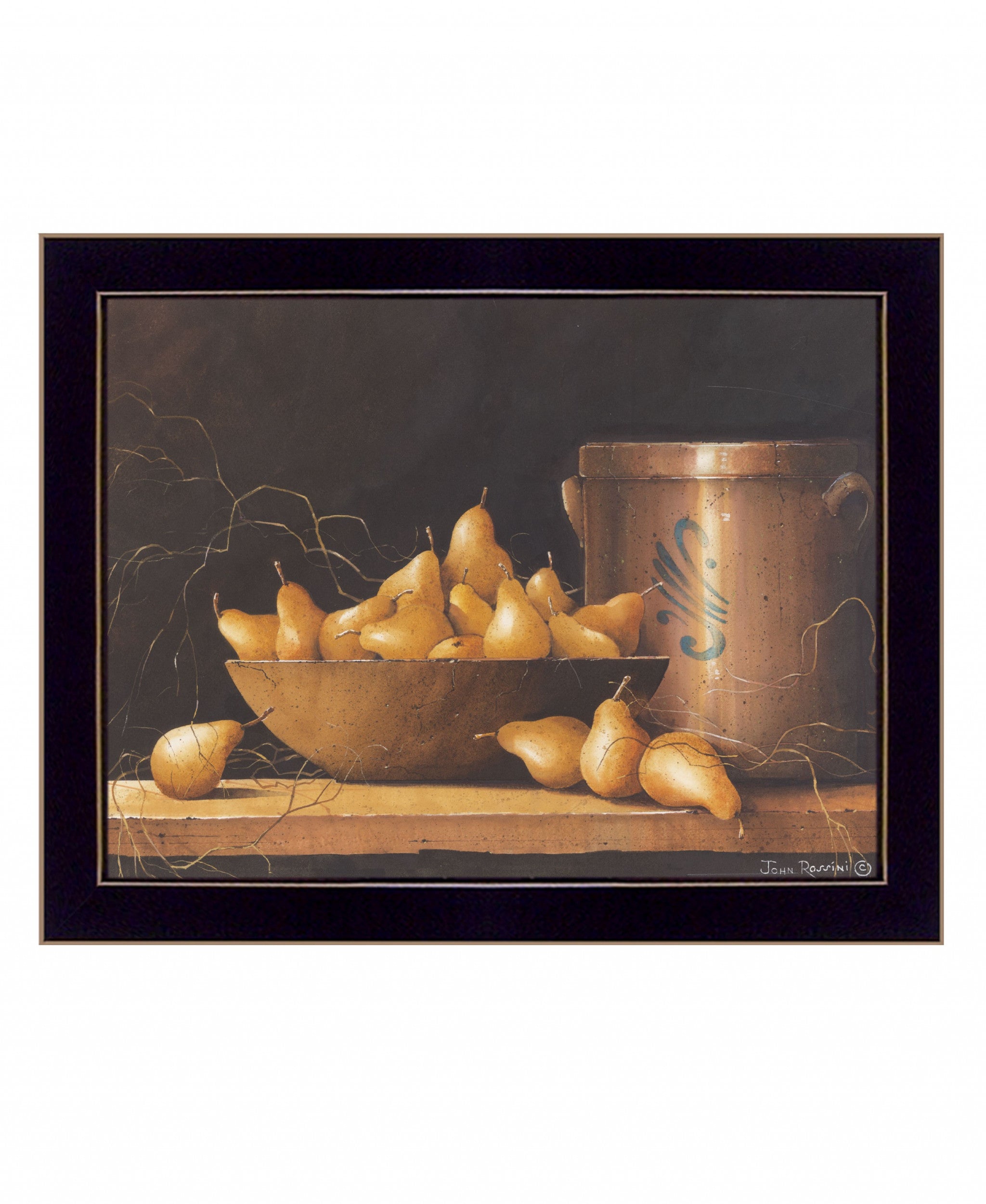 Pears And Crocks 2 Black Framed Print Wall Art