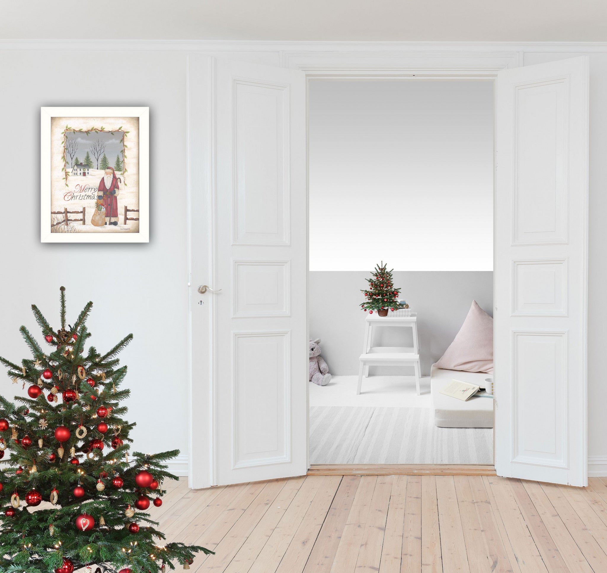 Merry Christmas White Framed Print Wall Art