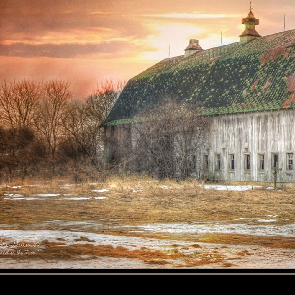 Sunset On The Farm 2 Black Framed Print Wall Art