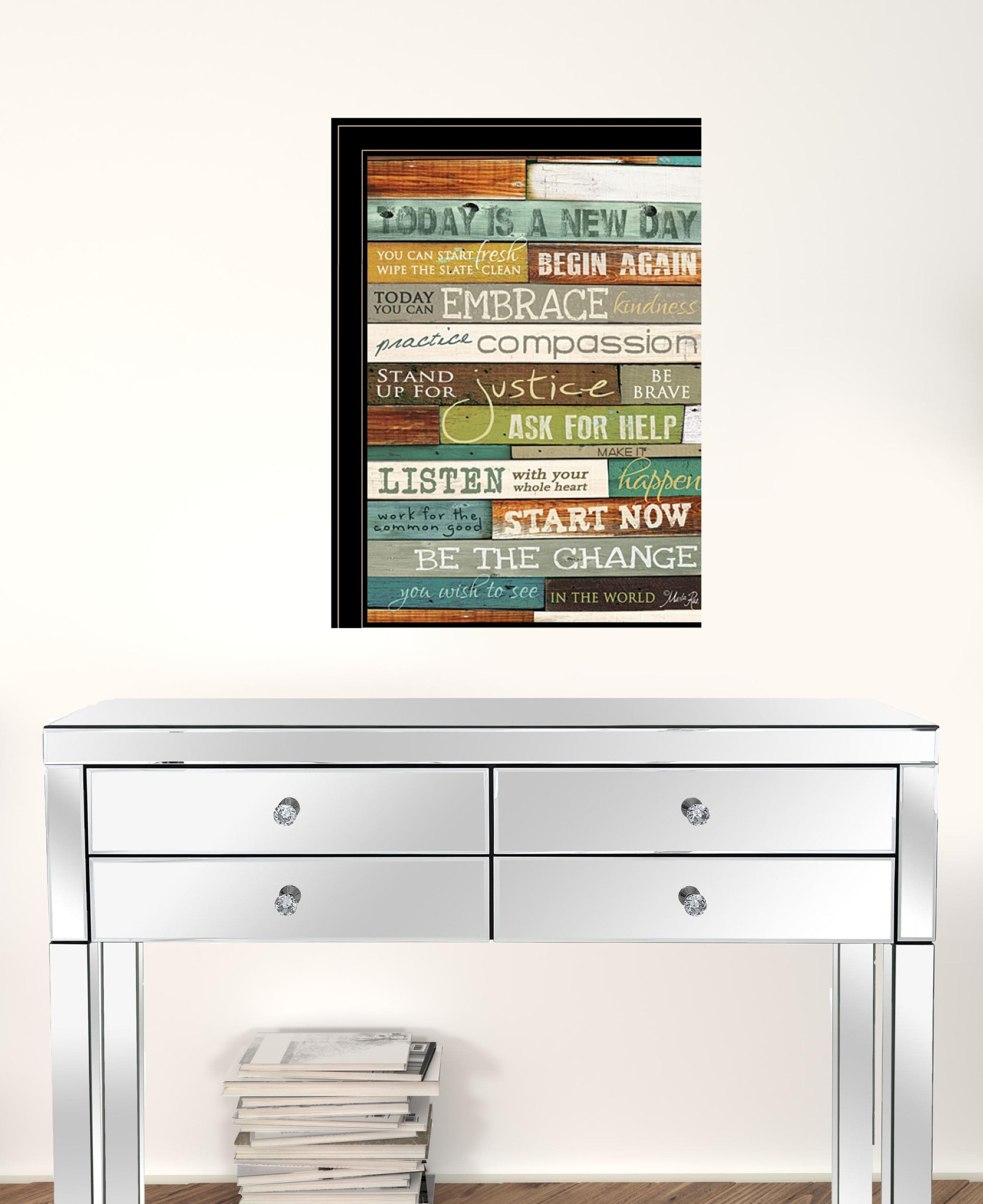 Today Is A New Day 3 Black Framed Print Wall Art