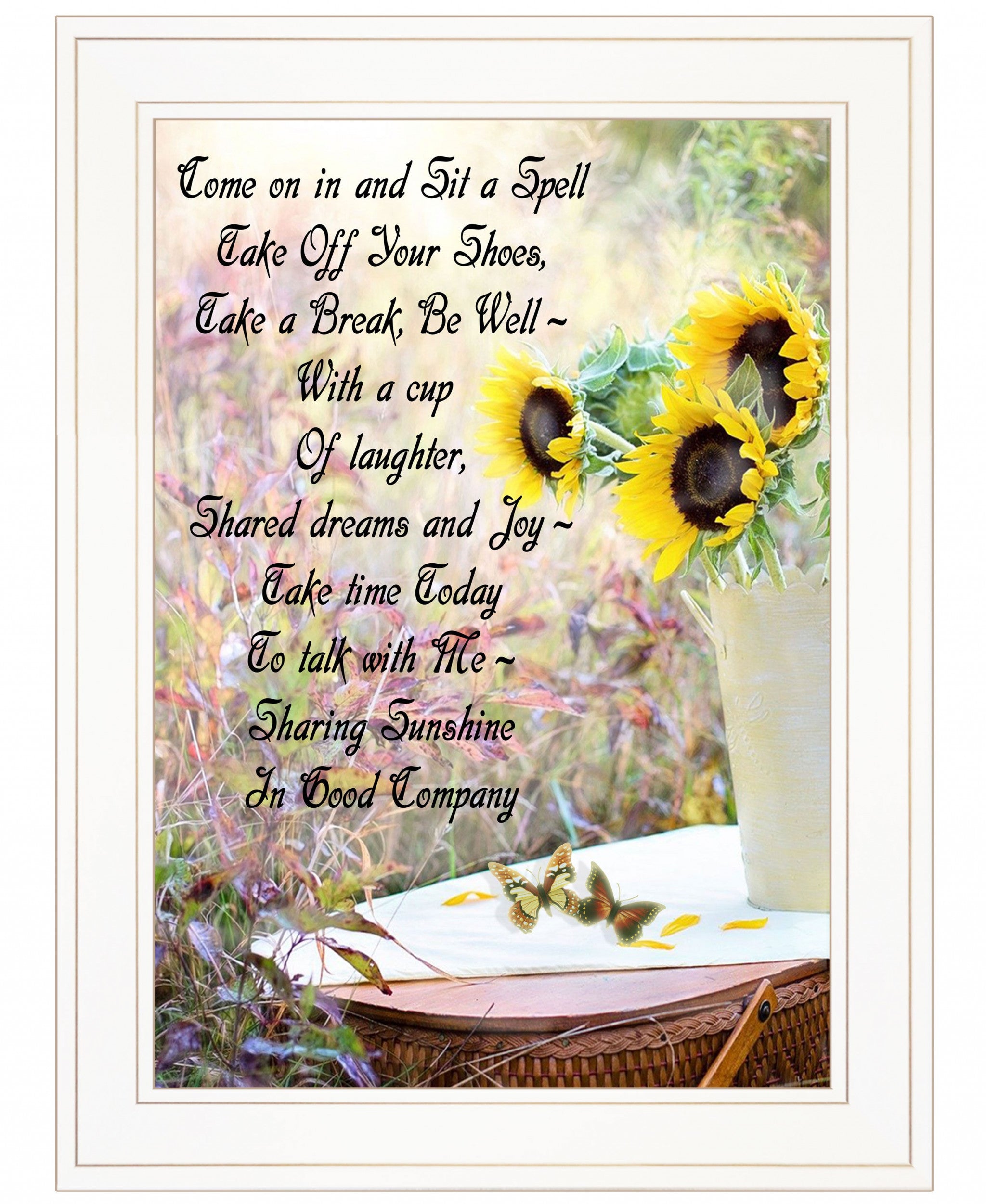 Sharing Sunshine 2 White Framed Print Wall Art