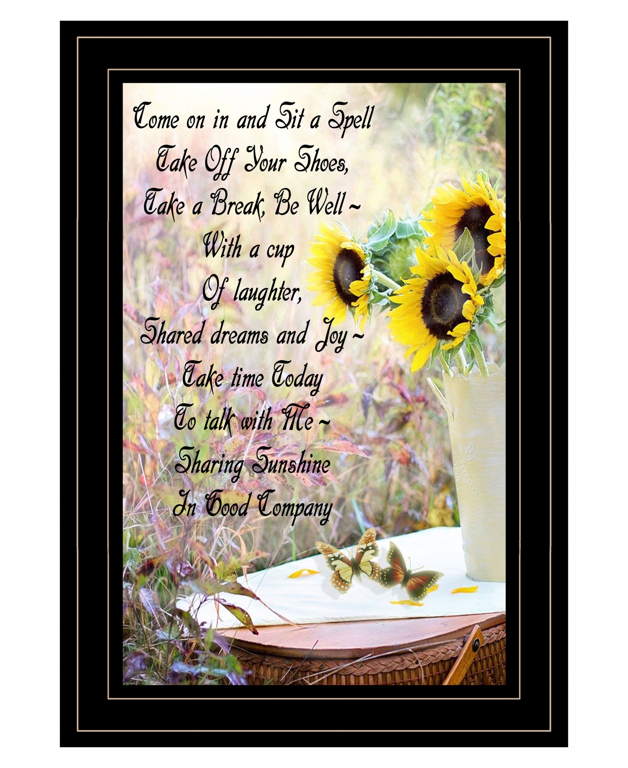 Sharing Sunshine 1 Black Framed Print Wall Art