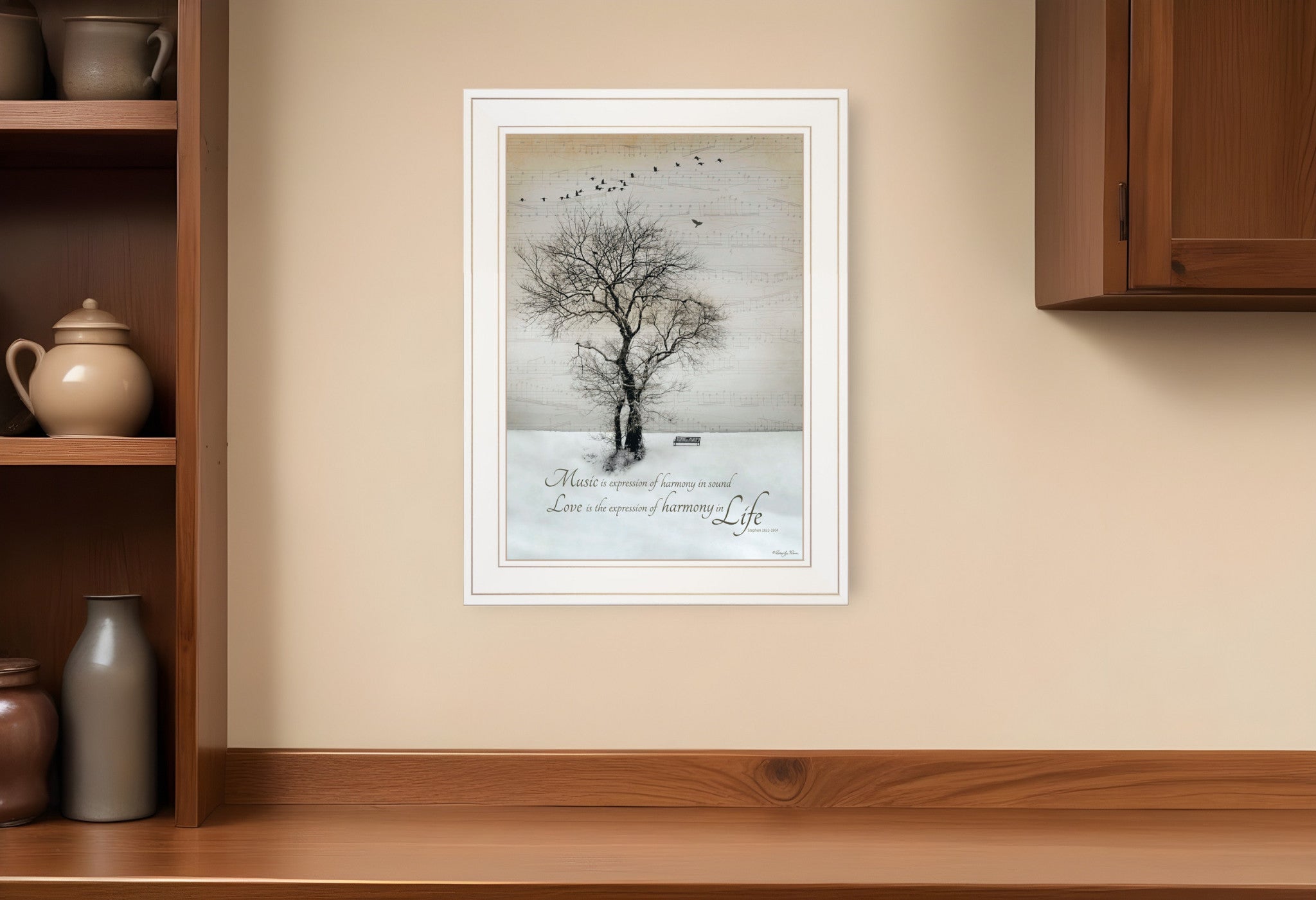 Harmony 1 White Framed Print Kitchen Wall Art