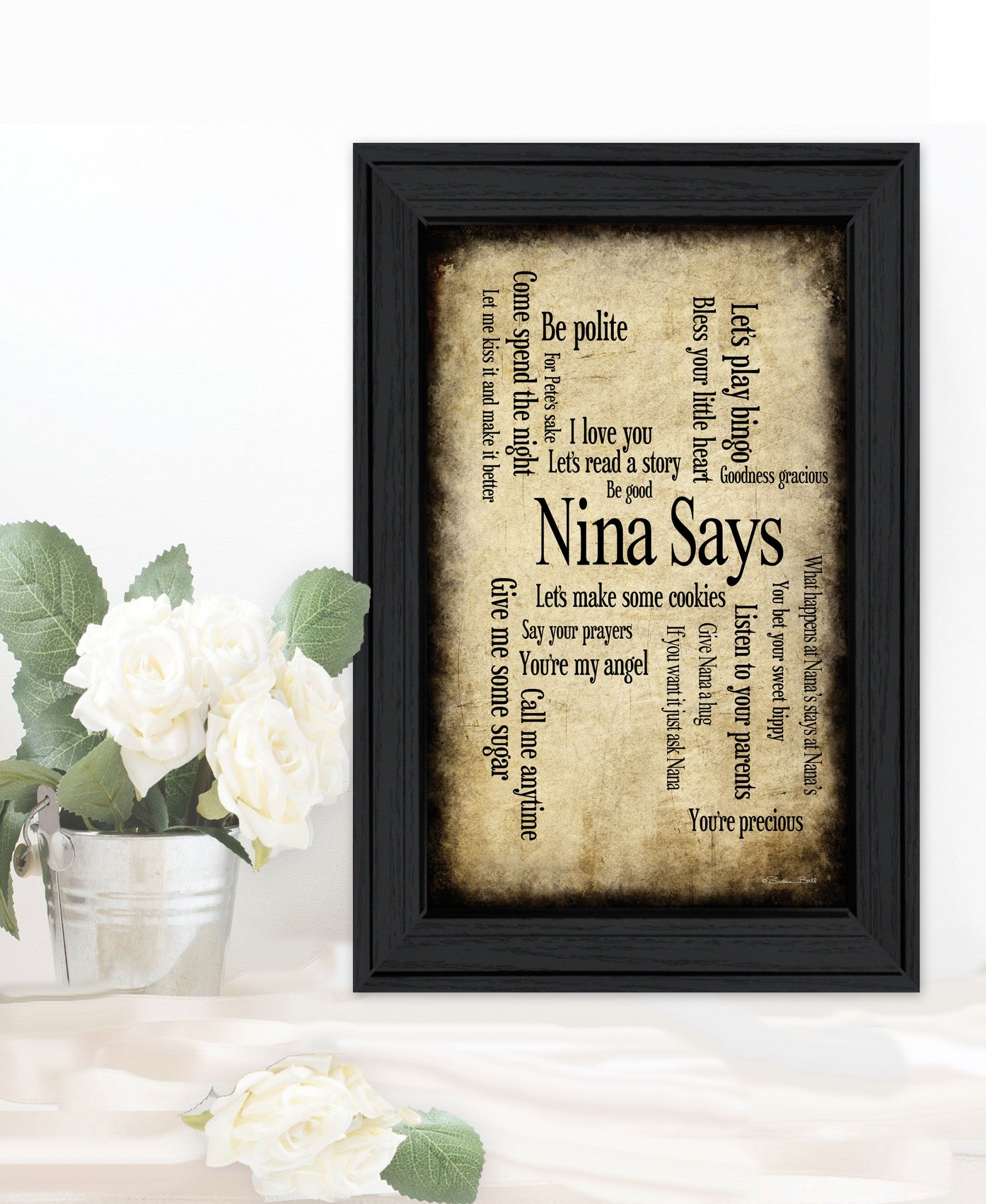 Nina Says 2 Black Framed Print Wall Art