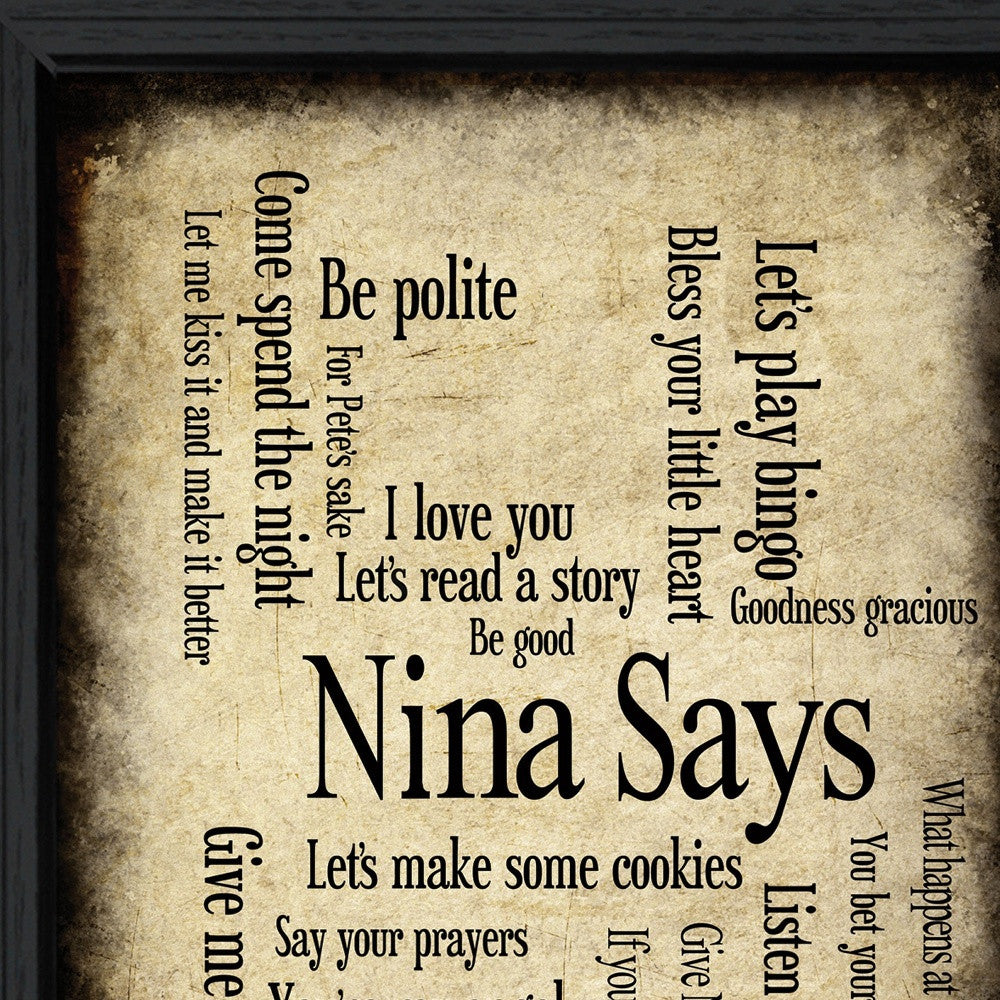 Nina Says 2 Black Framed Print Wall Art