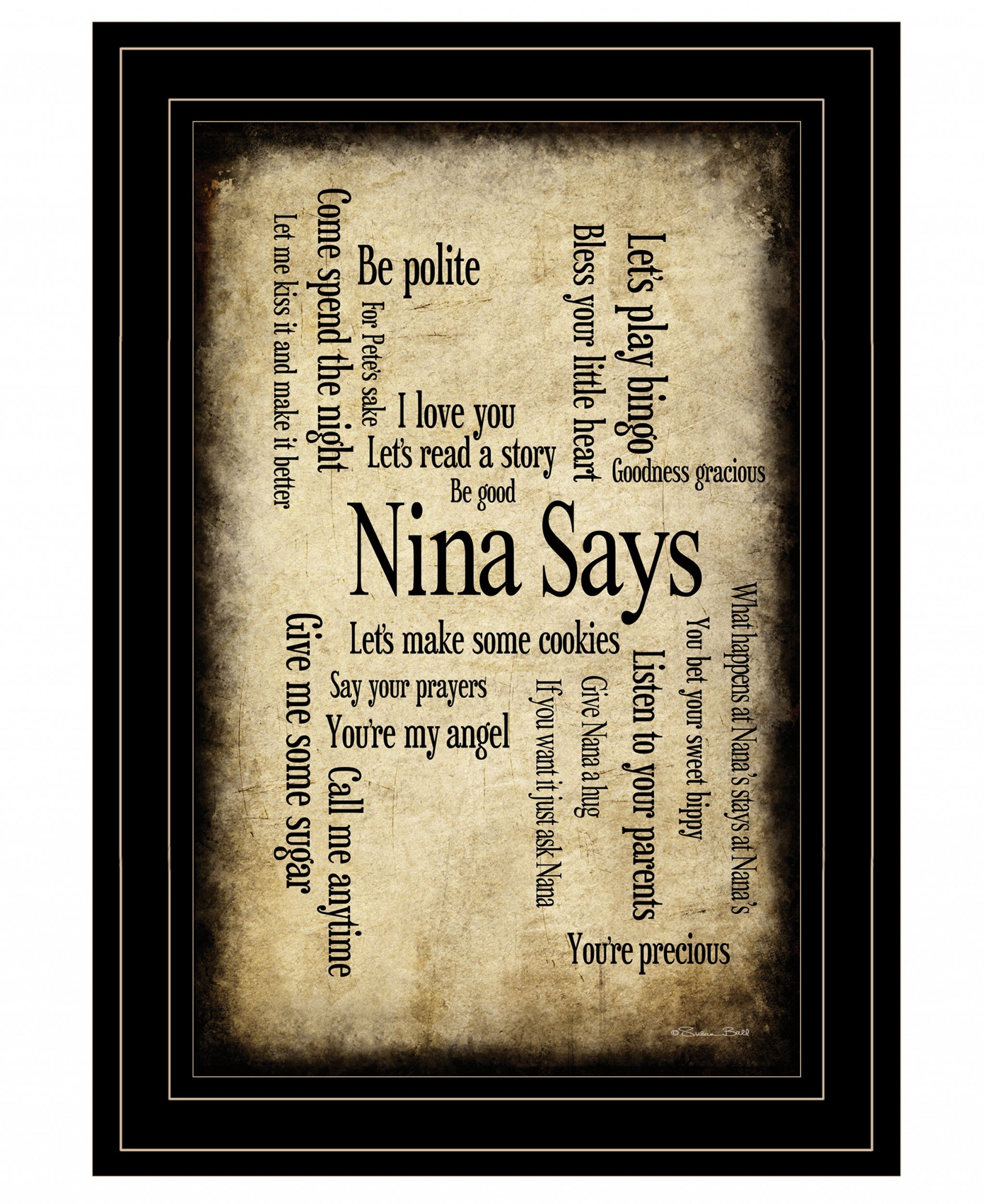 Nina Says 3 Black Framed Print Wall Art