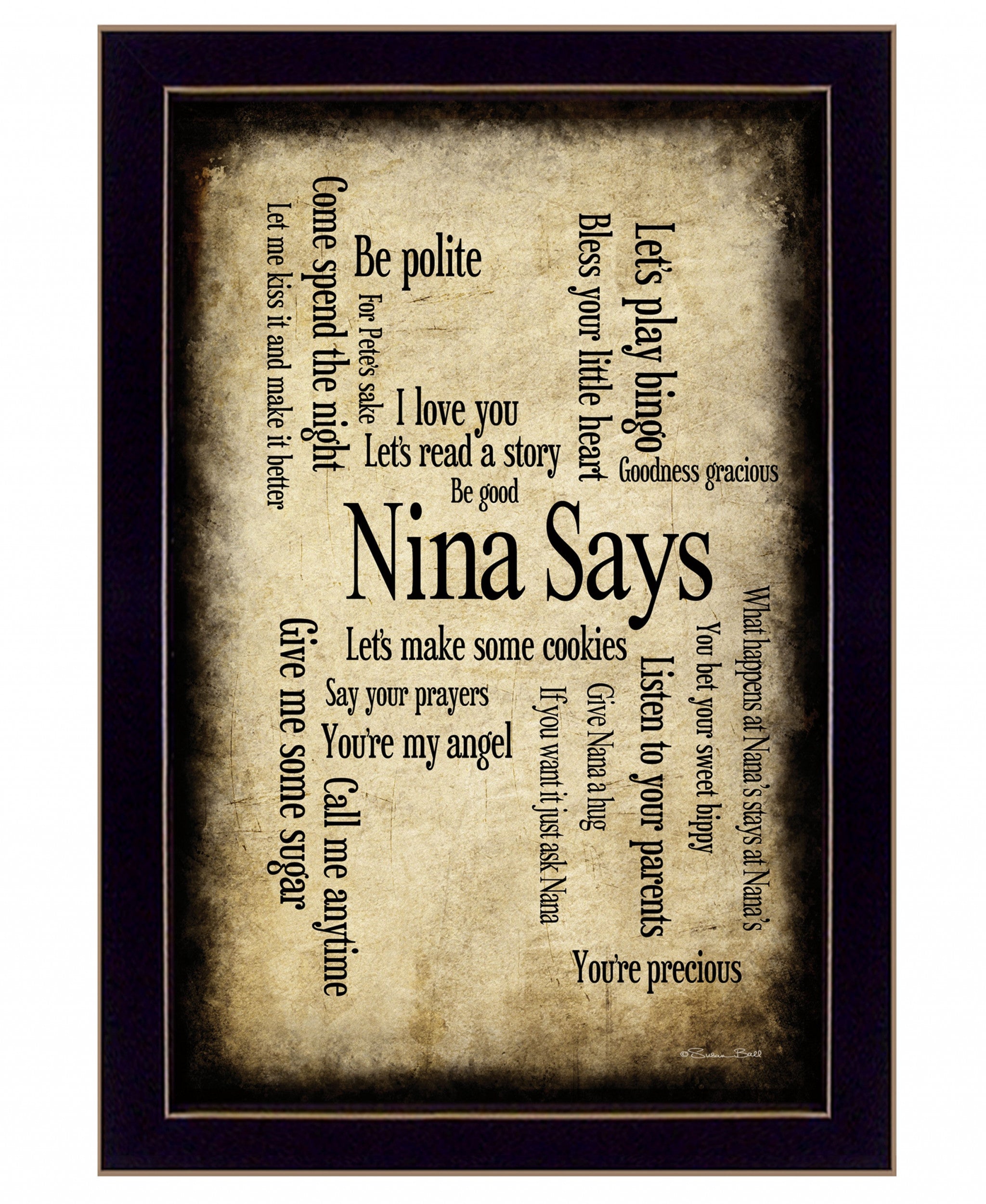 Nina Says 4 Black Framed Print Wall Art