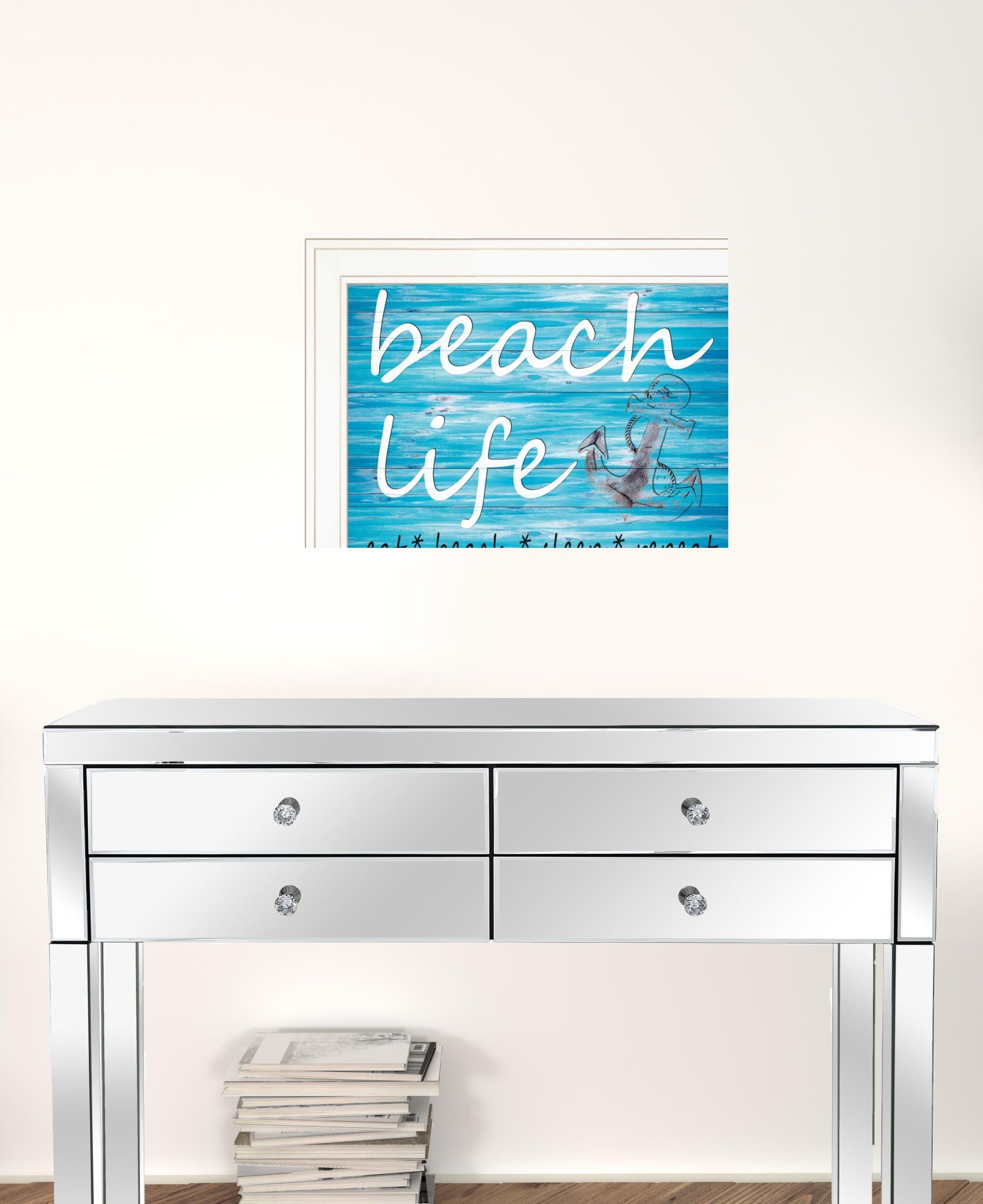 Set Of Two Beach Life 4 White Framed Print Wall Art