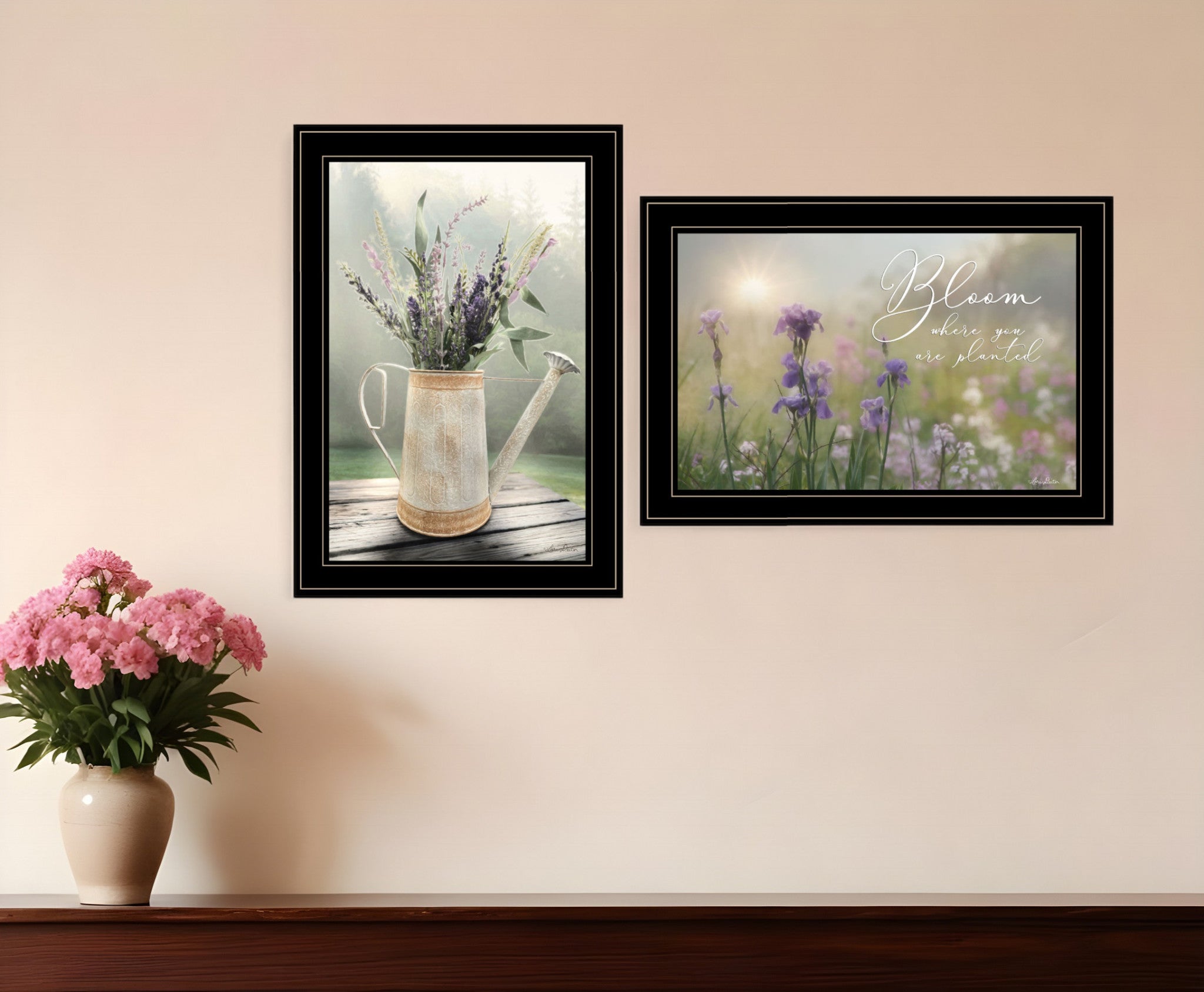 Set Of Two Bloom Where You are Planted 2 Black Framed Print Wall Art