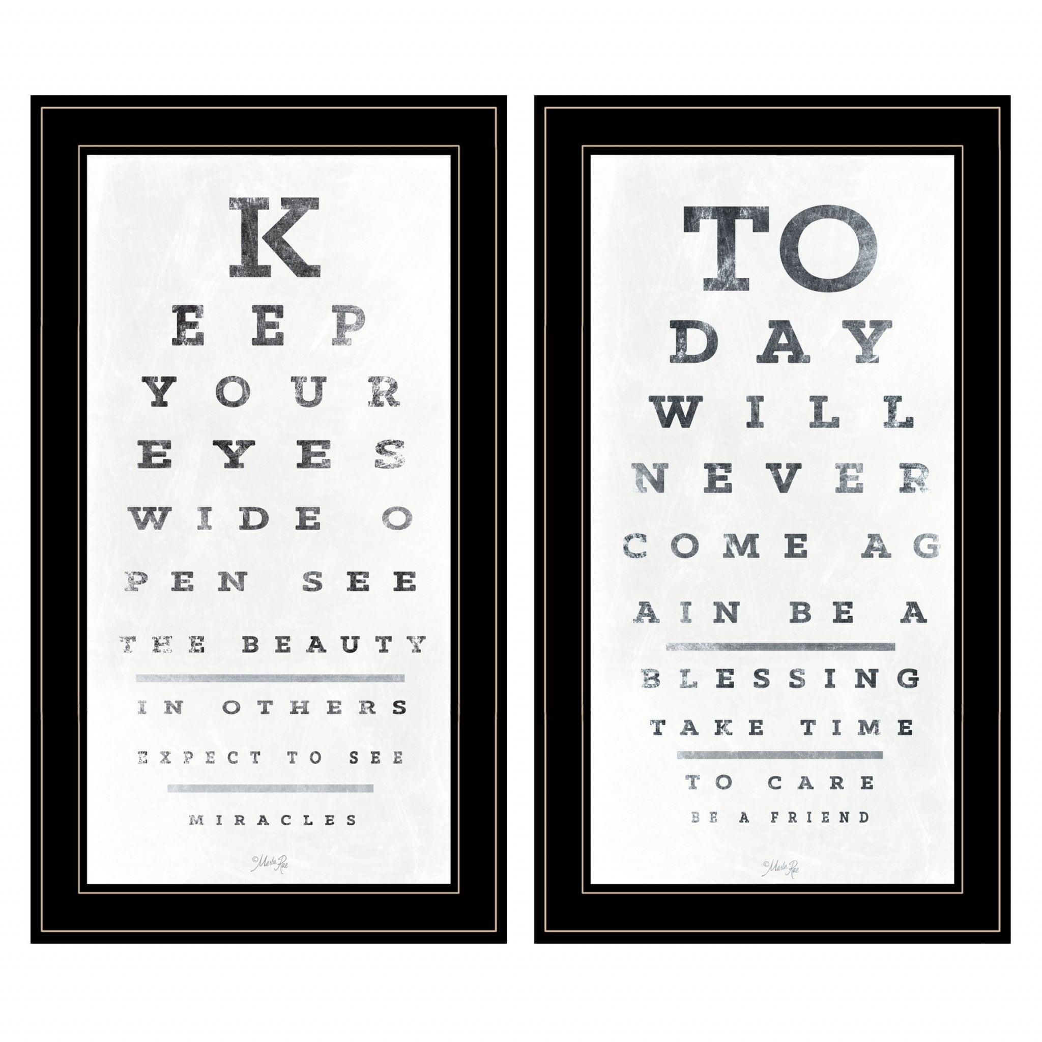 Set Of Two Eye Charts 1 Black Framed Print Wall Art