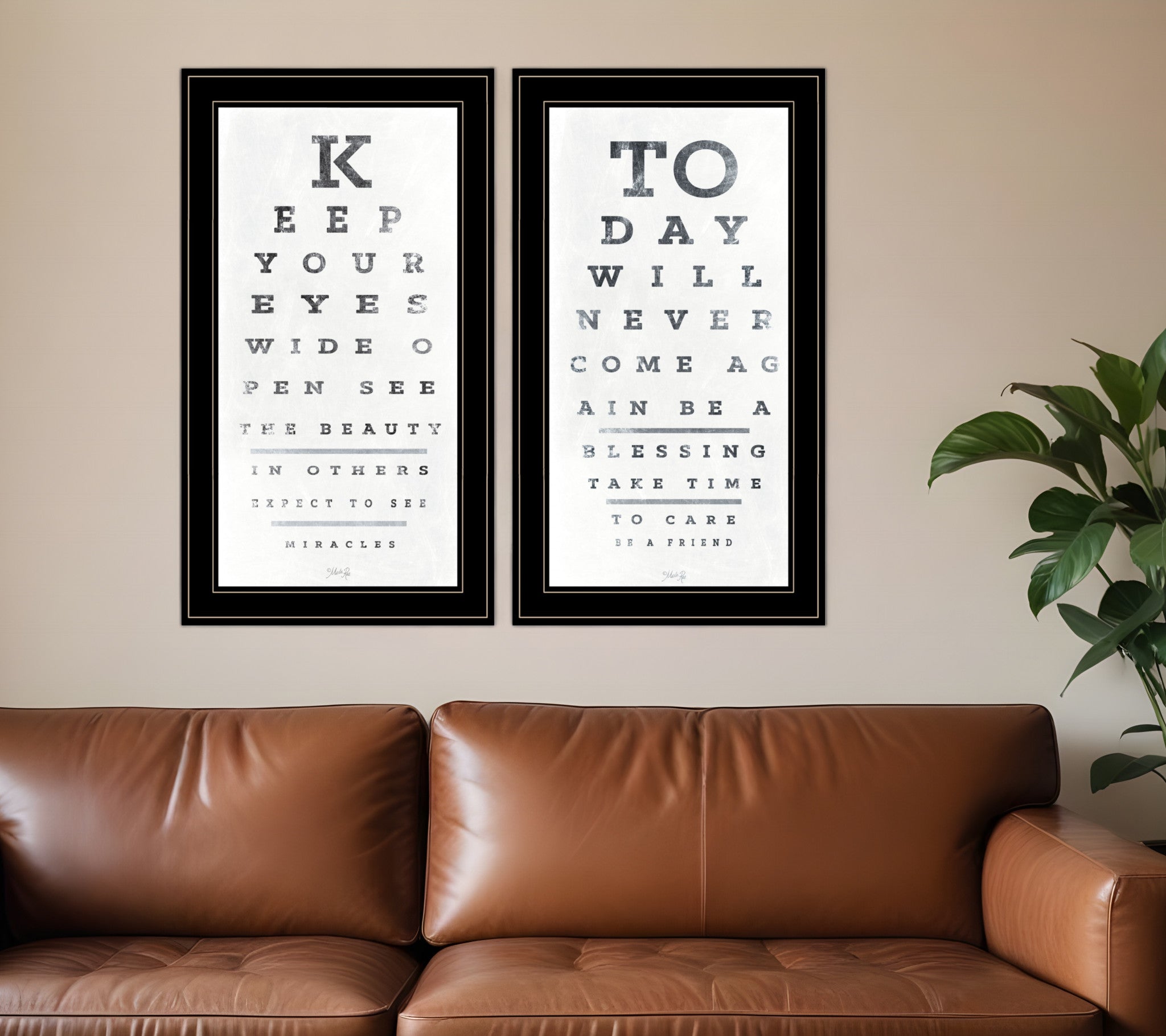 Set Of Two Eye Charts 1 Black Framed Print Wall Art