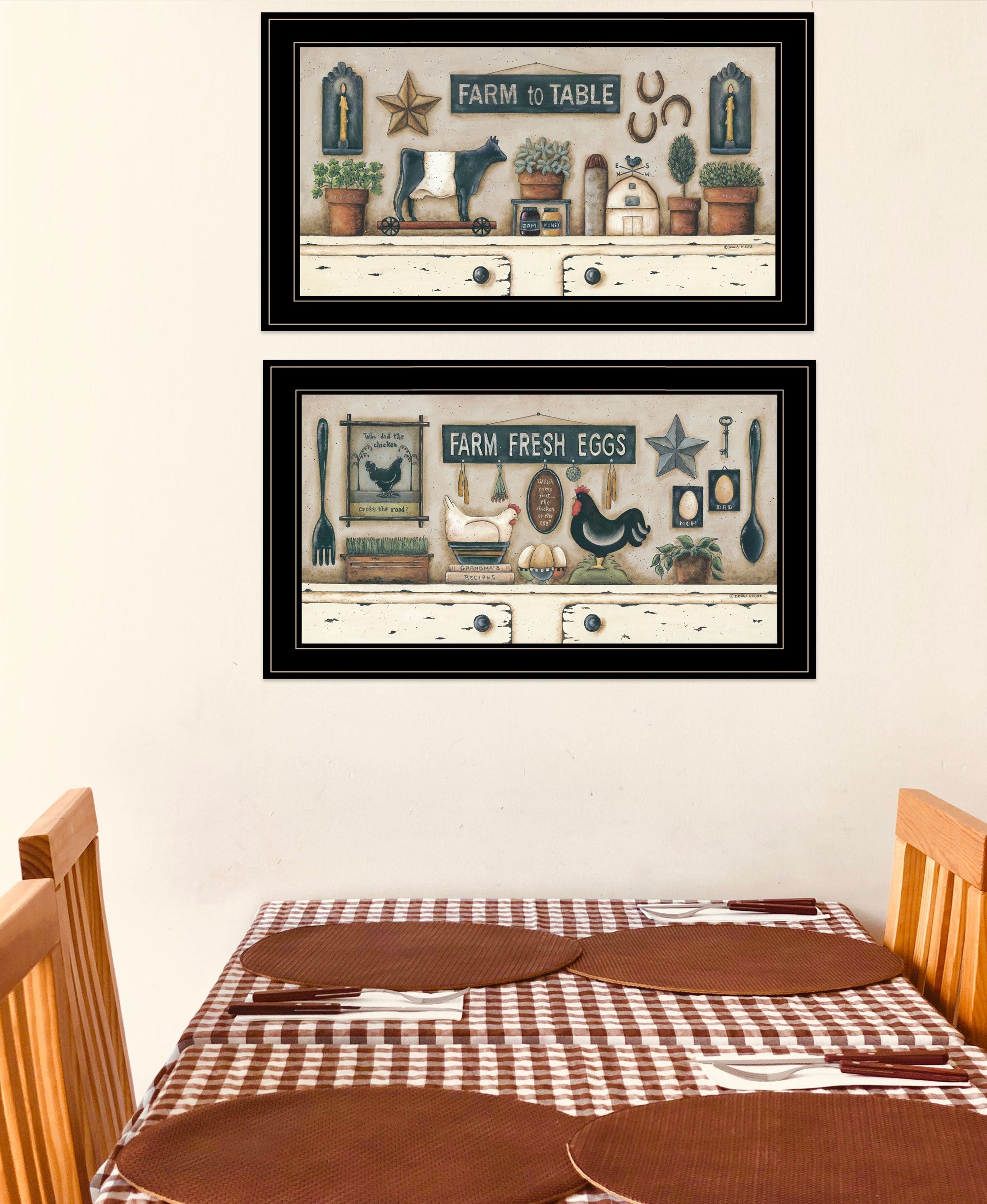 Set Of Two Farm Fresh 2 Black Framed Print Wall Art