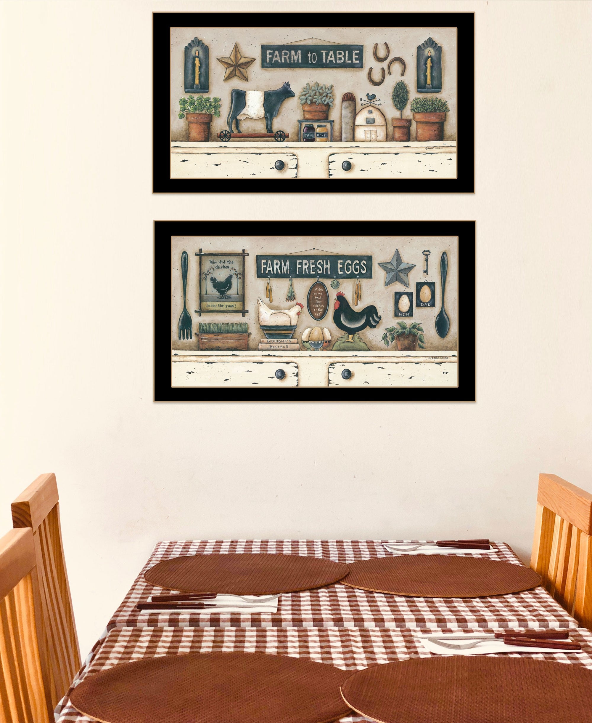 Set Of Two Farm Fresh 3 Black Framed Print Wall Art