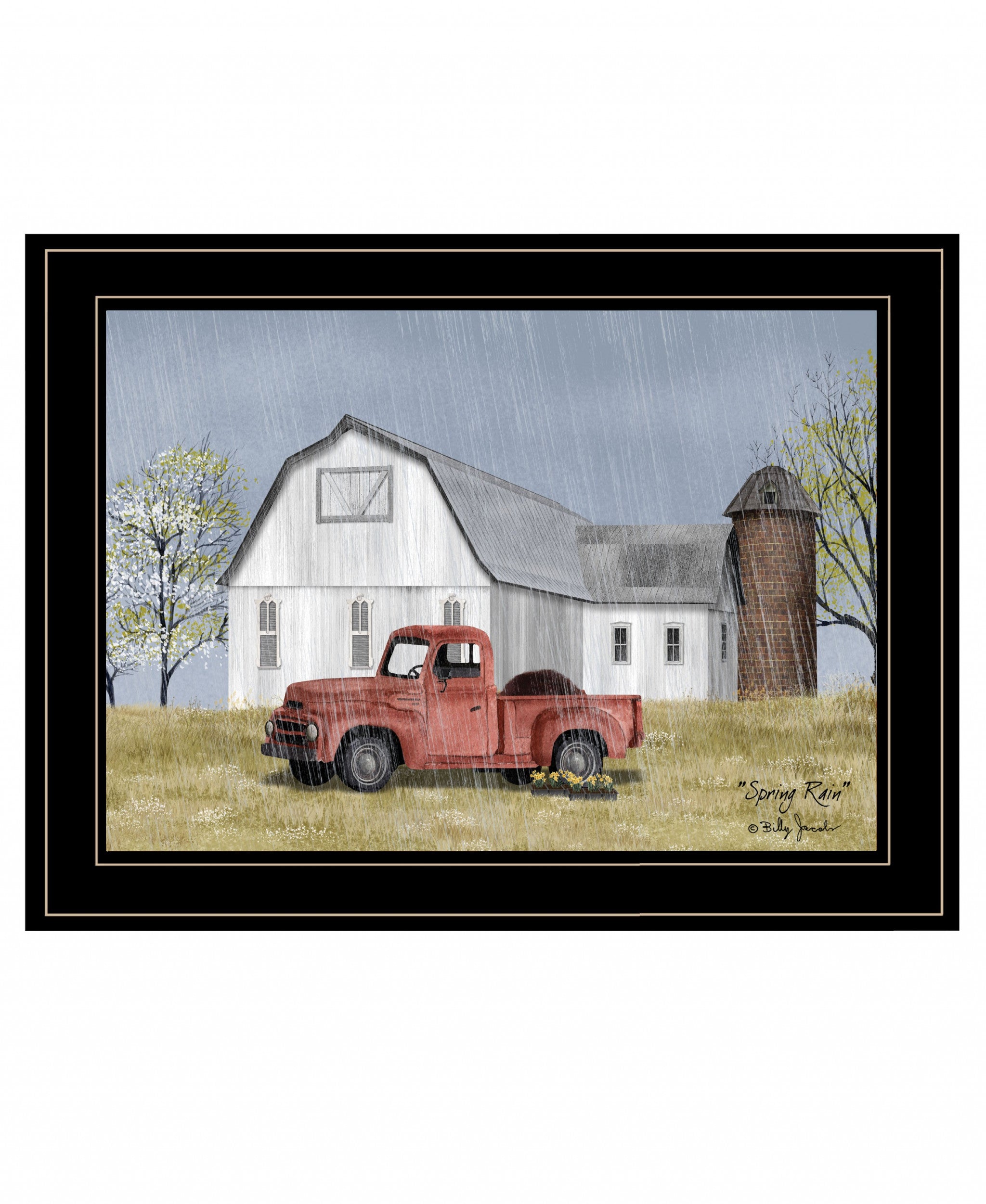 Spring Rain 3 Black Framed Print Wall Art