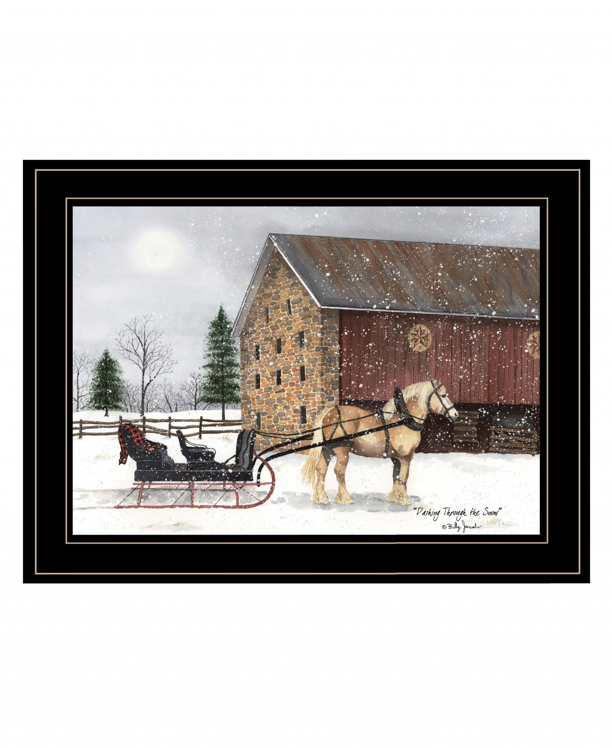 Dashing Through The Snow 2 Black Framed Print Wall Art