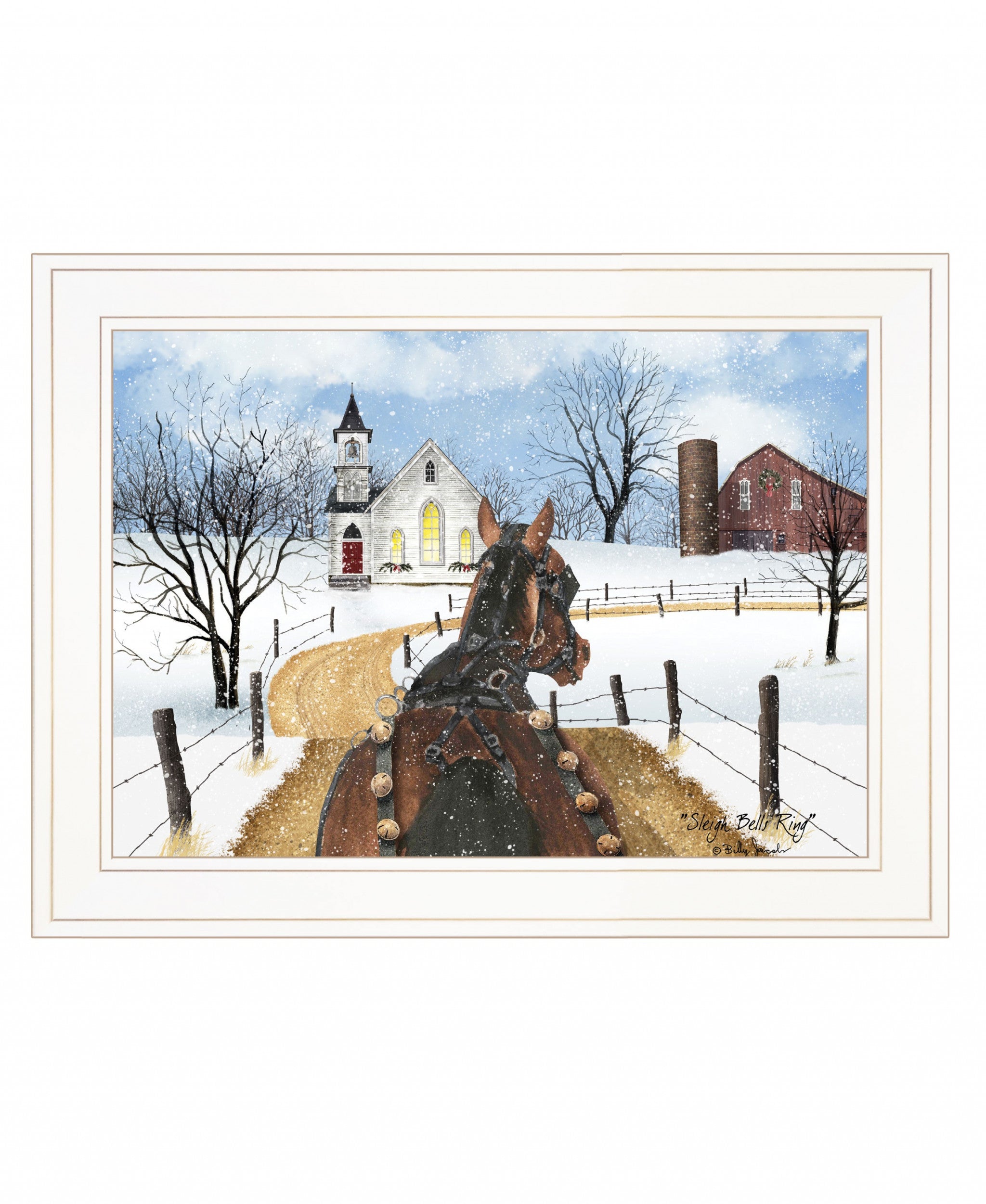 Sleigh Bells Ring 2 White Framed Print Wall Art