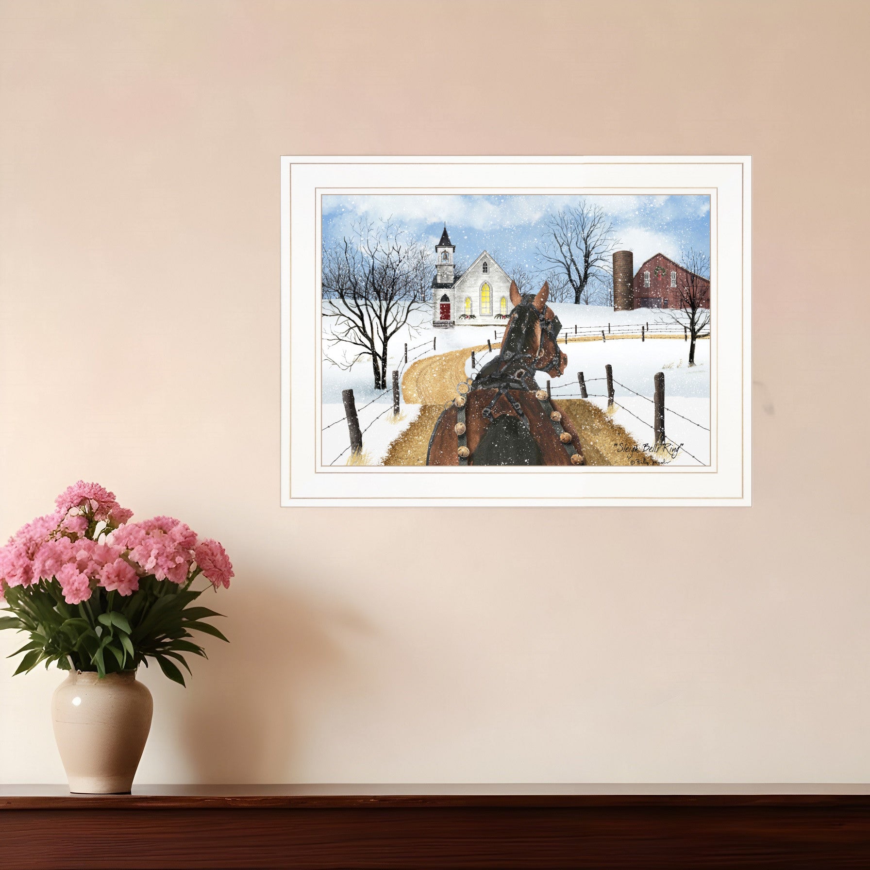 Sleigh Bells Ring 2 White Framed Print Wall Art