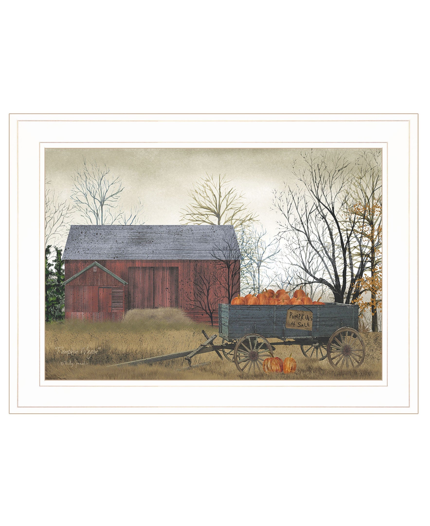 Pumpkin Wagon 2 White Framed Print Wall Art