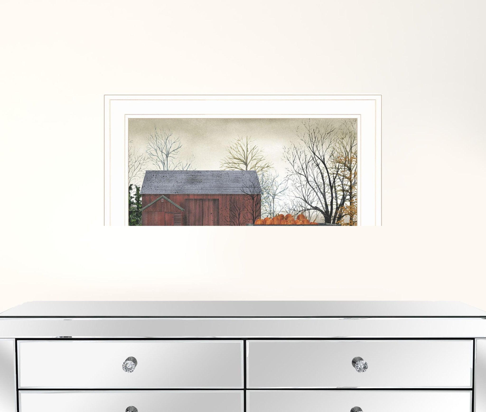 Pumpkin Wagon 2 White Framed Print Wall Art