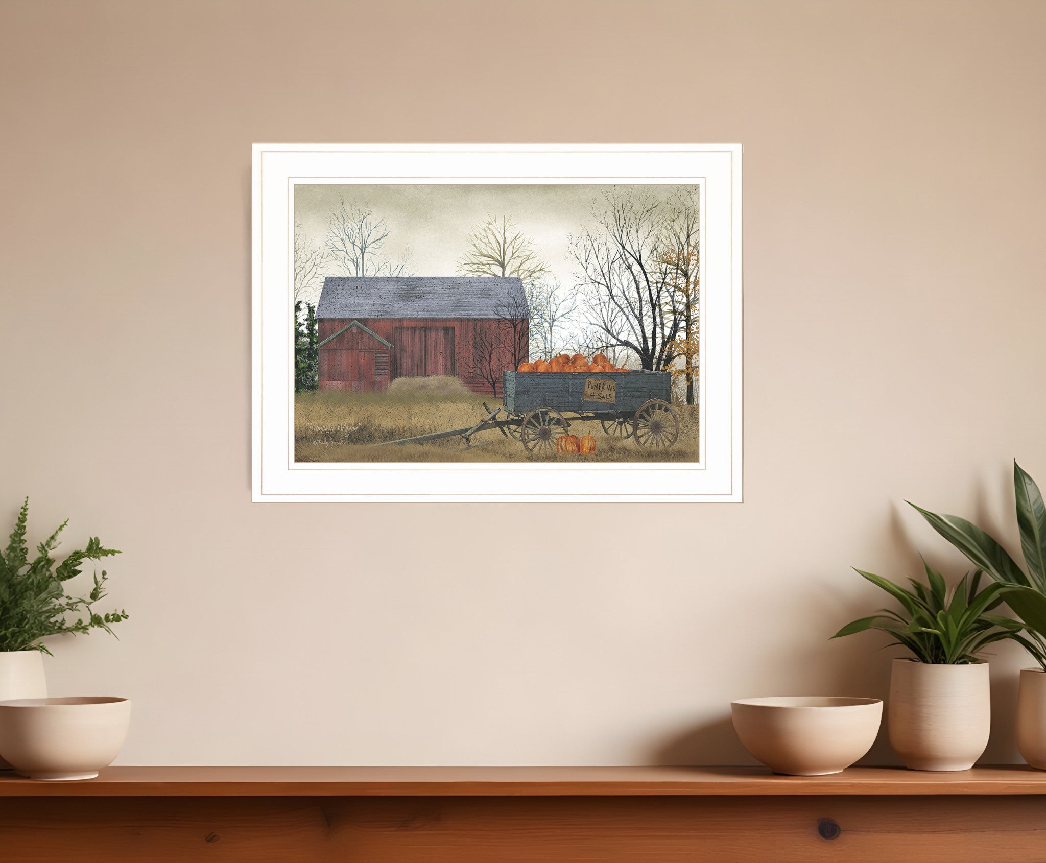 Pumpkin Wagon 2 White Framed Print Wall Art