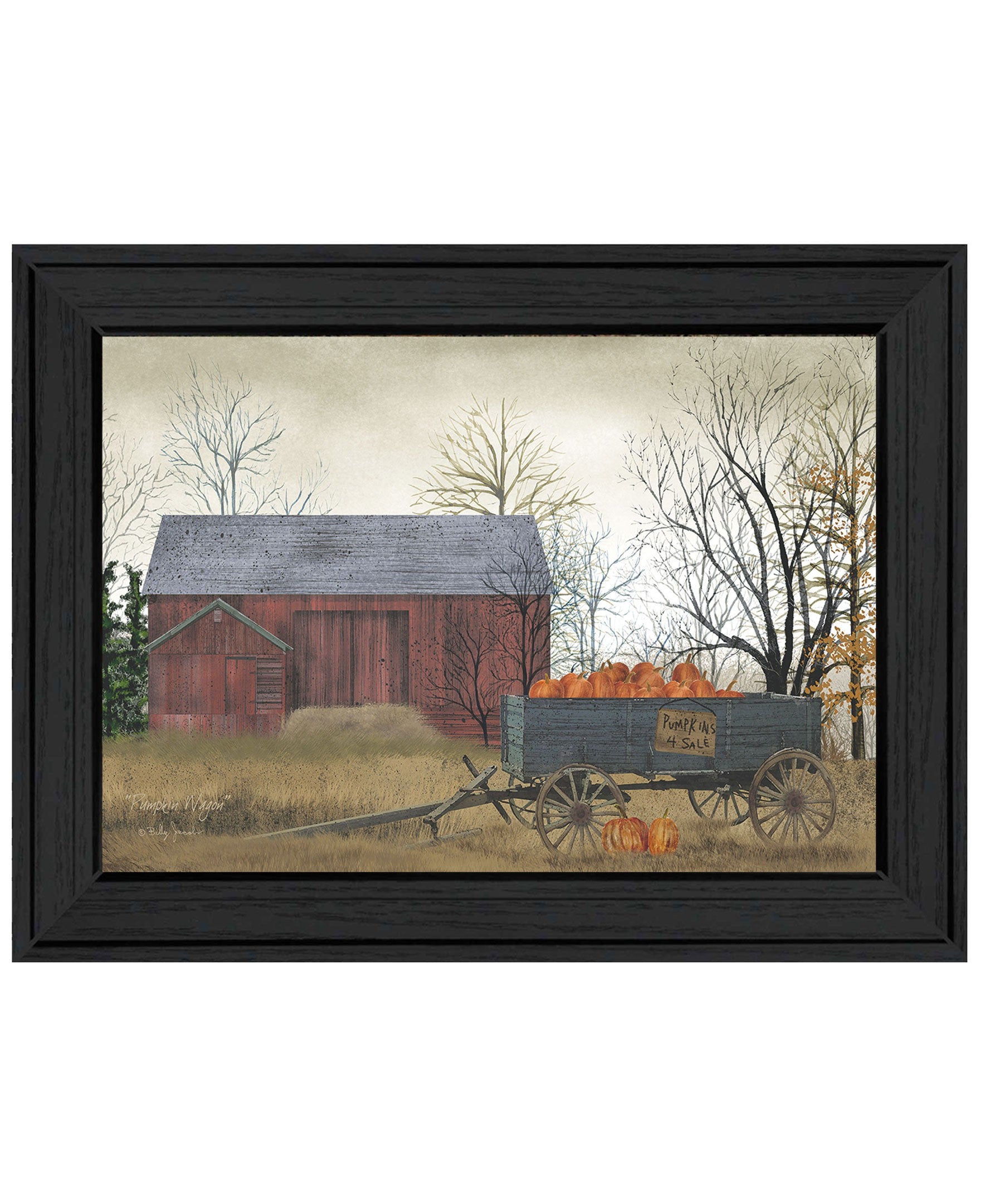 Pumpkin Wagon 3 Black Framed Print Wall Art