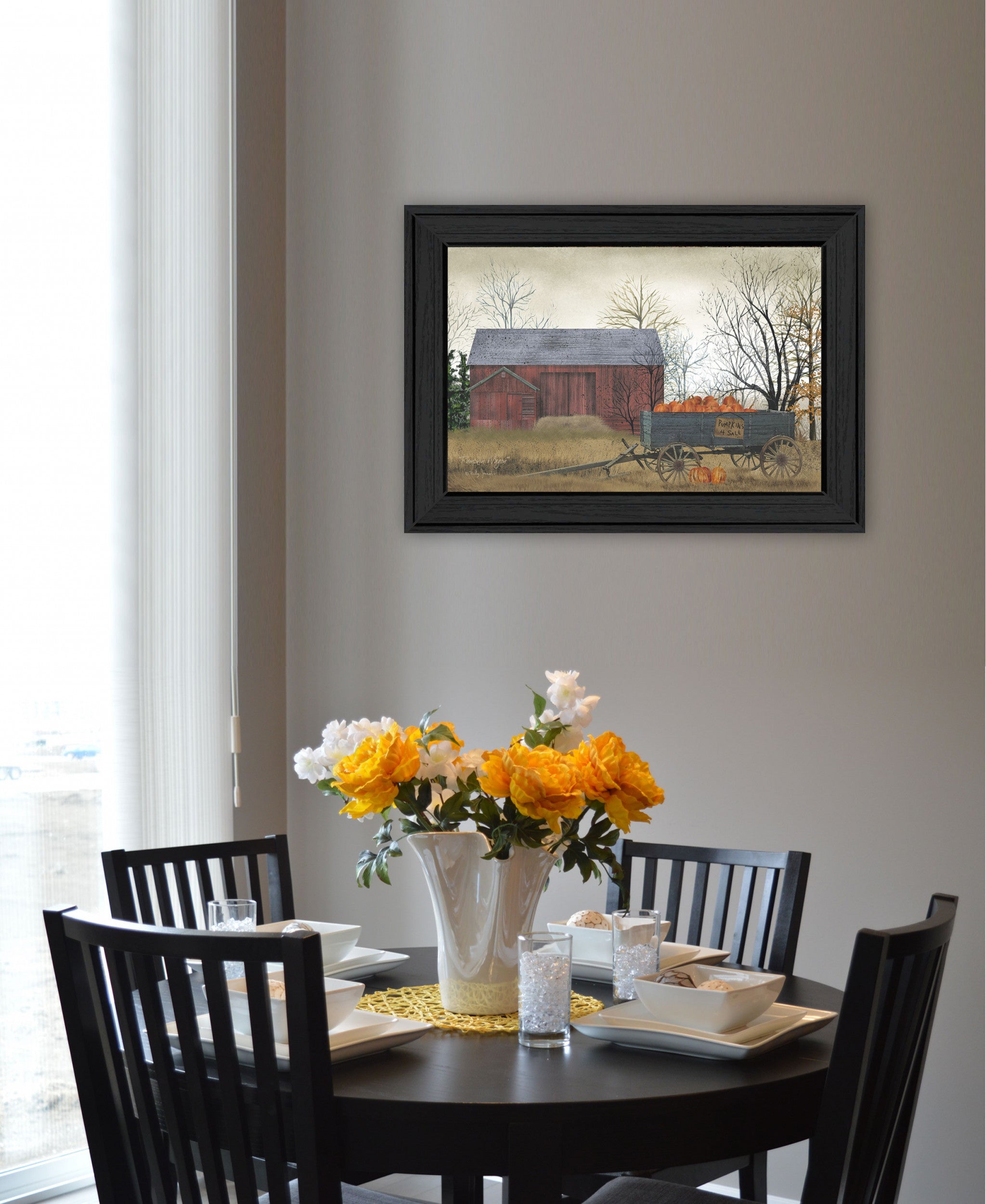 Pumpkin Wagon 3 Black Framed Print Wall Art