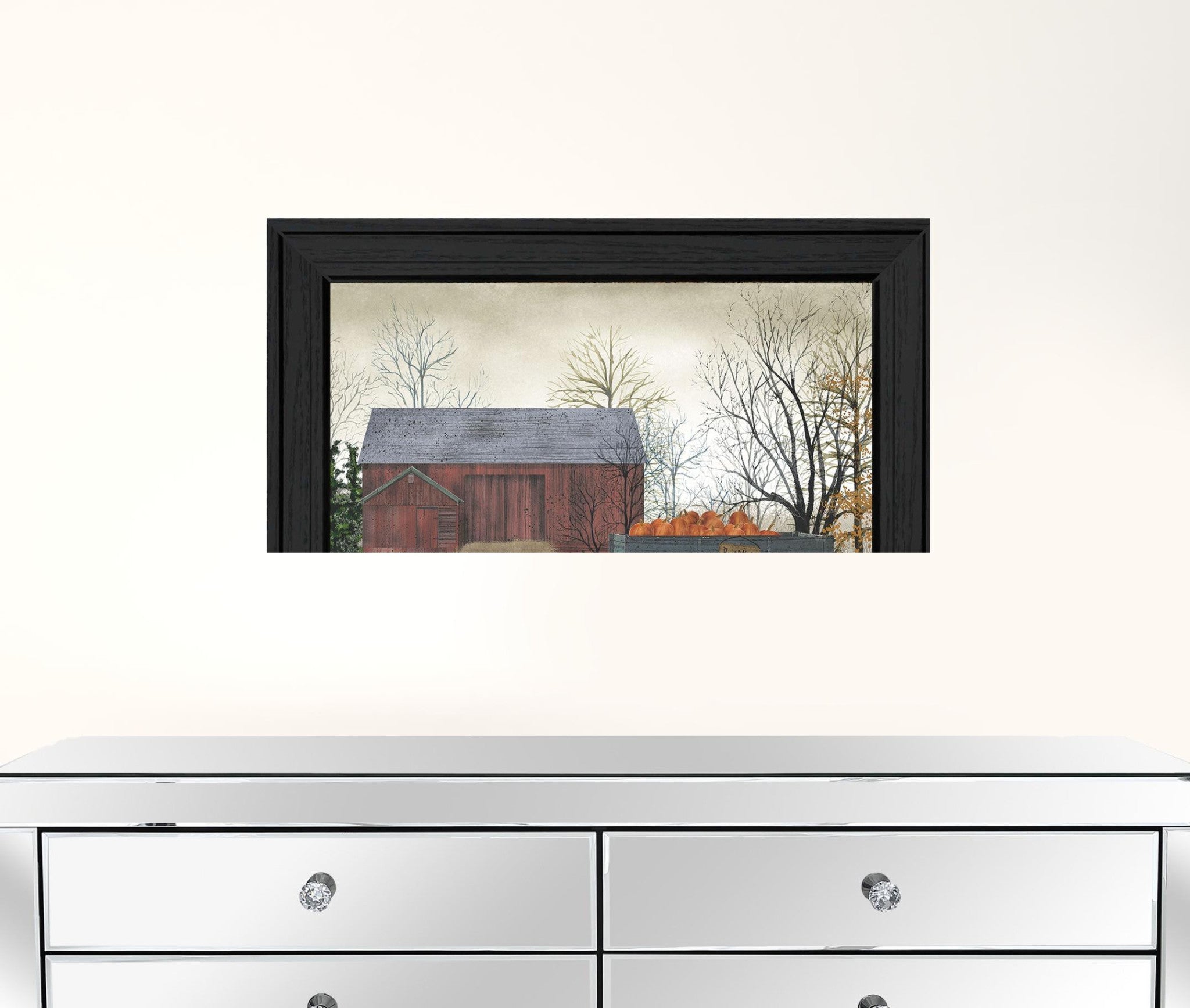 Pumpkin Wagon 3 Black Framed Print Wall Art