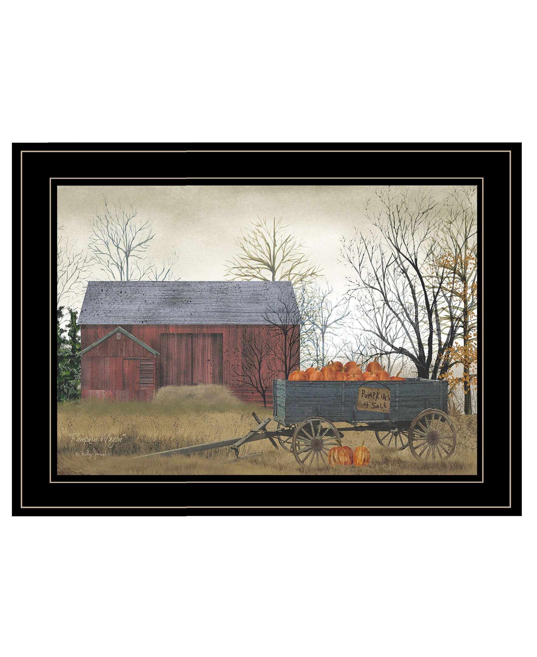 Pumpkin Wagon 4 Black Framed Print Wall Art