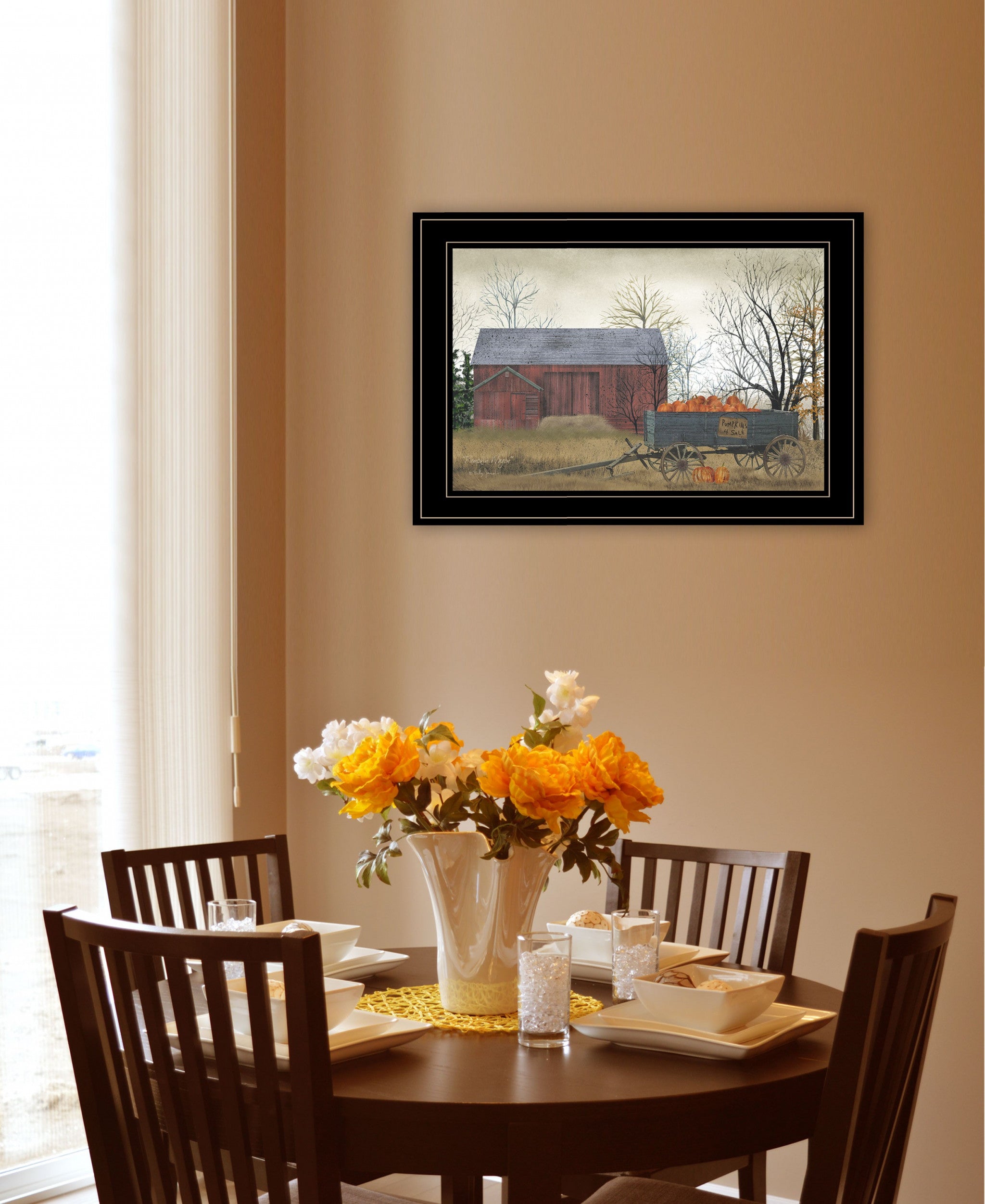 Pumpkin Wagon 4 Black Framed Print Wall Art